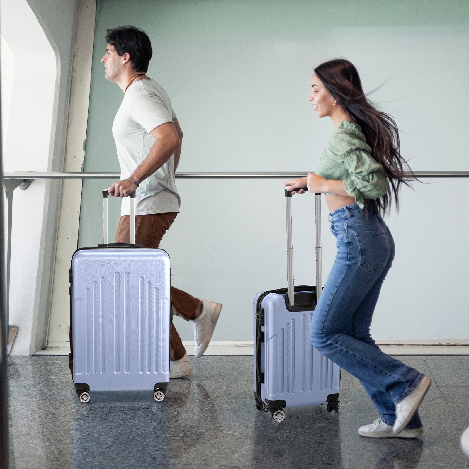 HAOYYE 3-Piece ABS+PC Hardside Luggage Set With TSA Lock, 4 Spinner Wheels, Lightweight Trolley Travel Case for Carry-On and Check-In Business Trips