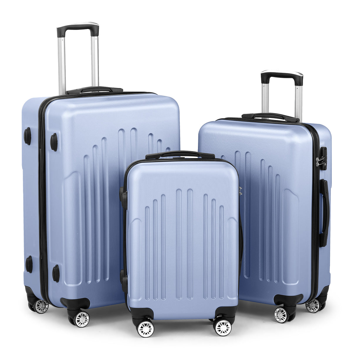 HAOYYE 3-Piece ABS+PC Hardside Luggage Set With TSA Lock, 4 Spinner Wheels, Lightweight Trolley Travel Case for Carry-On and Check-In Business Trips
