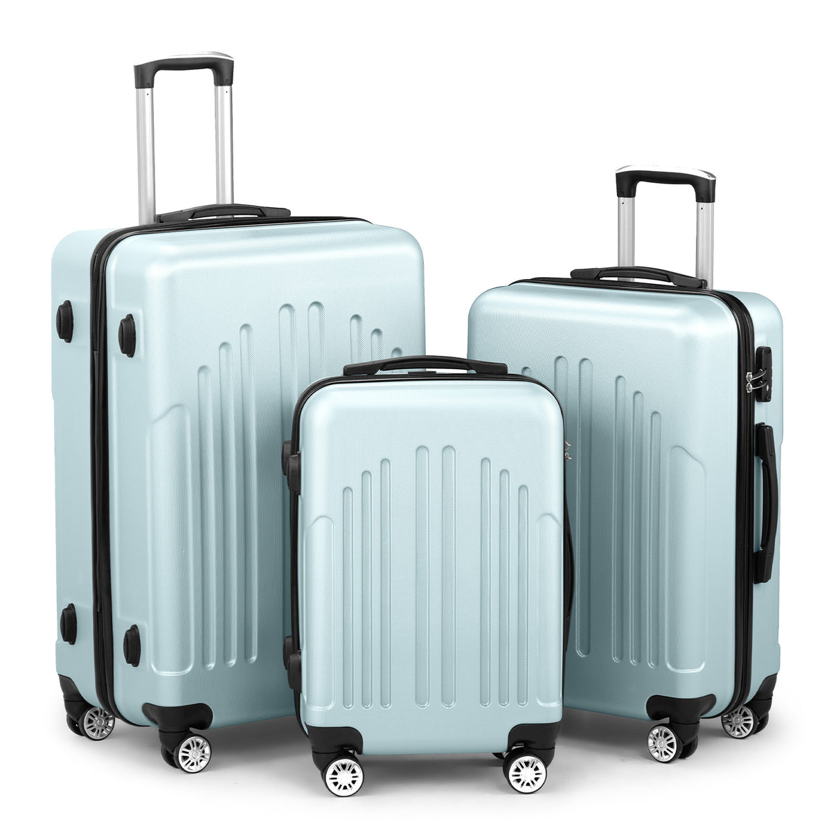 HAOYYE 3-Piece Luggage Set, ABS+PC Hardshell Suitcases With TSA Lock, 4 Spinner Wheels, Lightweight Trolley Travel Case, Ideal for Carry-On, Check-In, and Business Trips