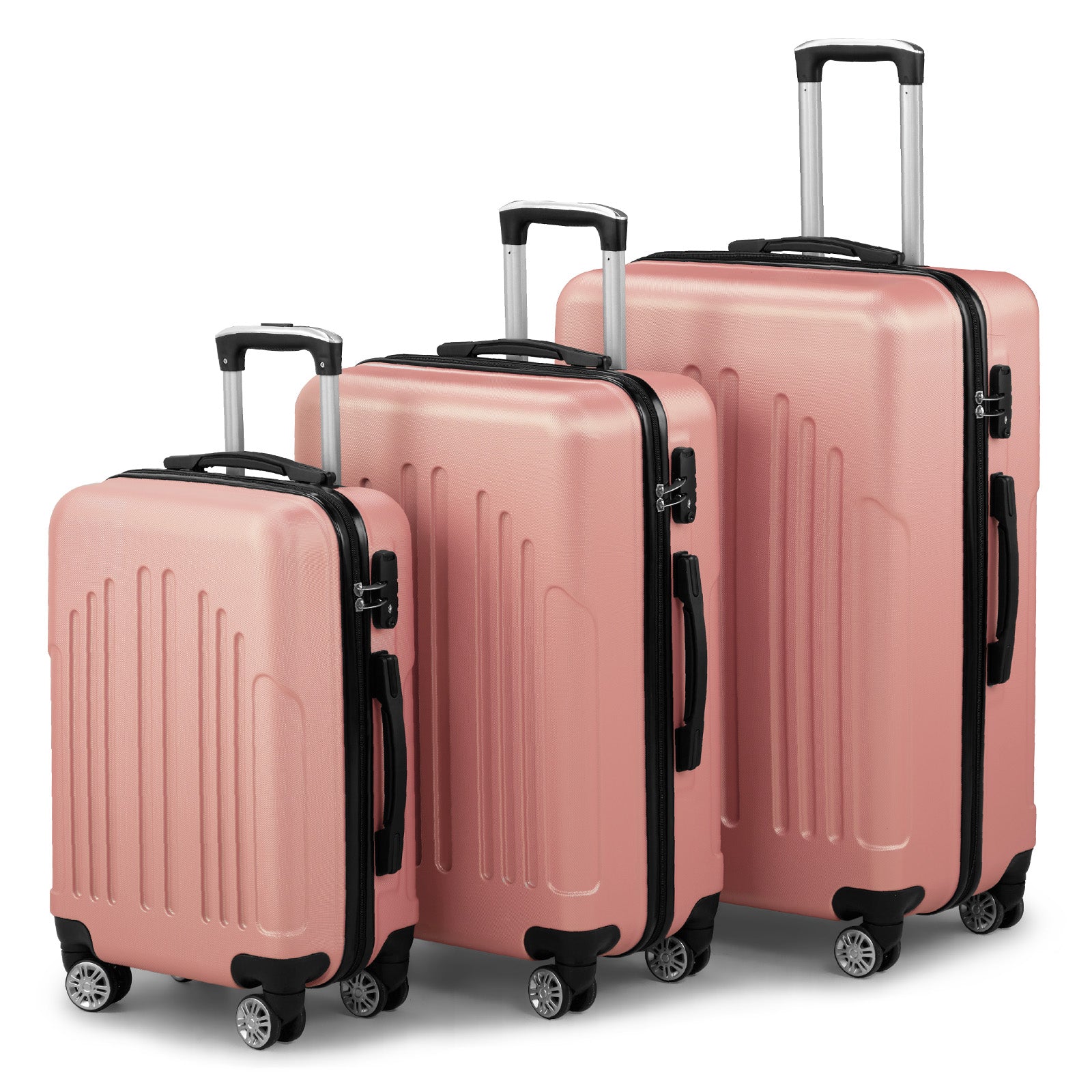 HAOYYE 3-Piece Luggage Set, ABS+PC Hardshell Suitcases With TSA Lock, 4 Spinner Wheels, Lightweight Trolley for Carry-On, Check-In, and Business Trips
