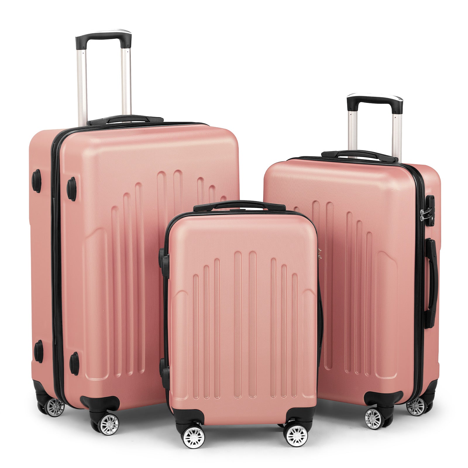 HAOYYE 3-Piece Luggage Set, ABS+PC Hardshell Suitcases With TSA Lock, 4 Spinner Wheels, Lightweight Trolley for Carry-On, Check-In, and Business Trips