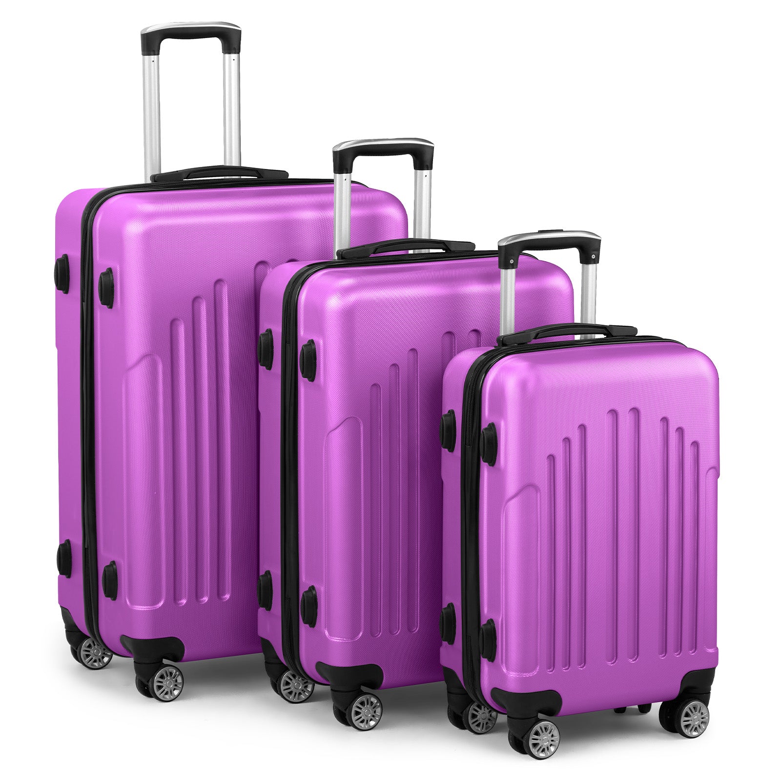 HAOYYE 3-Piece Luggage Set, ABS+PC Hardshell Suitcases With TSA Lock, 4 Spinner Wheels, Lightweight Travel Trolley for Carry-On, Check-In, and Business Trips