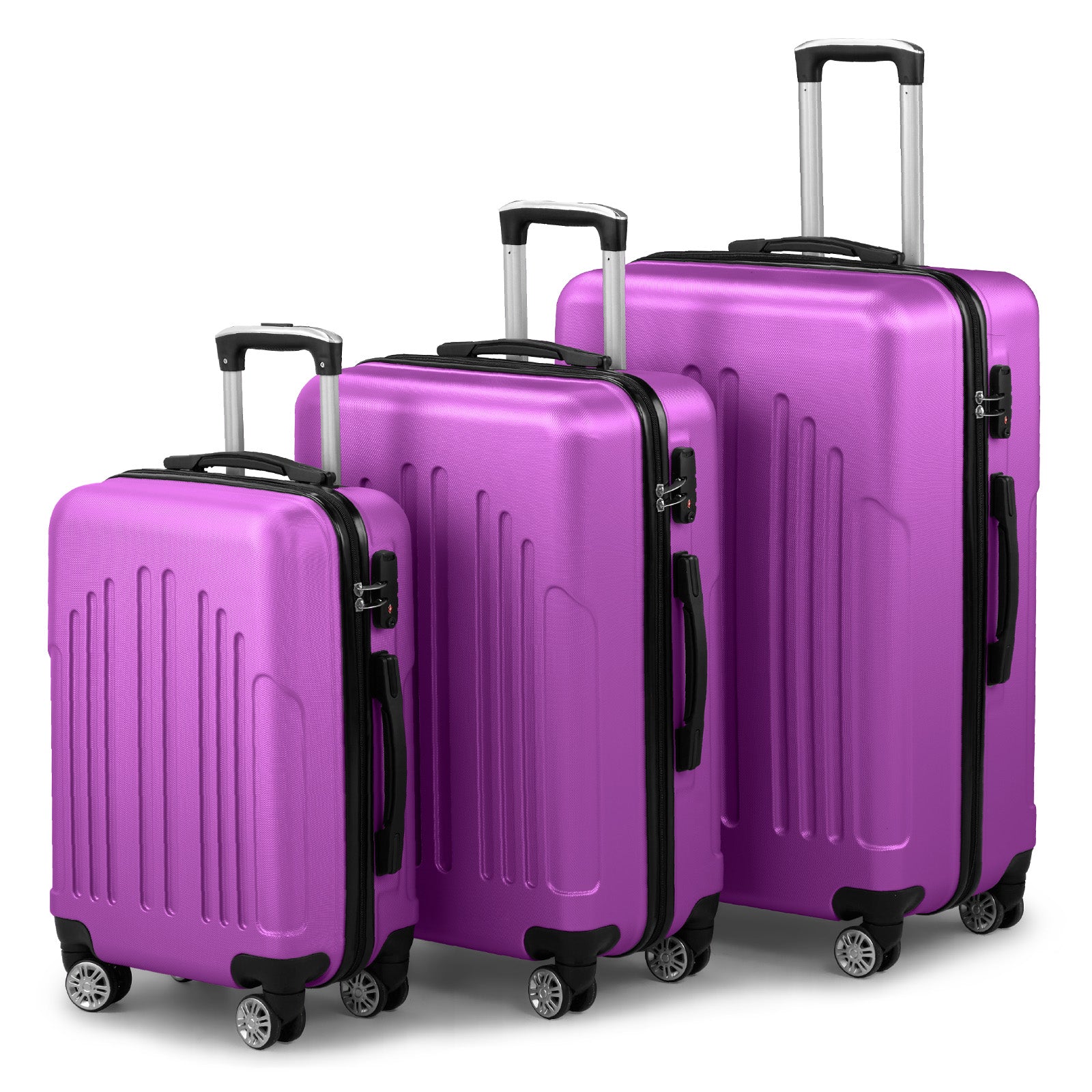 HAOYYE 3-Piece Luggage Set, ABS+PC Hardshell Suitcases With TSA Lock, 4 Spinner Wheels, Lightweight Travel Trolley for Carry-On, Check-In, and Business Trips