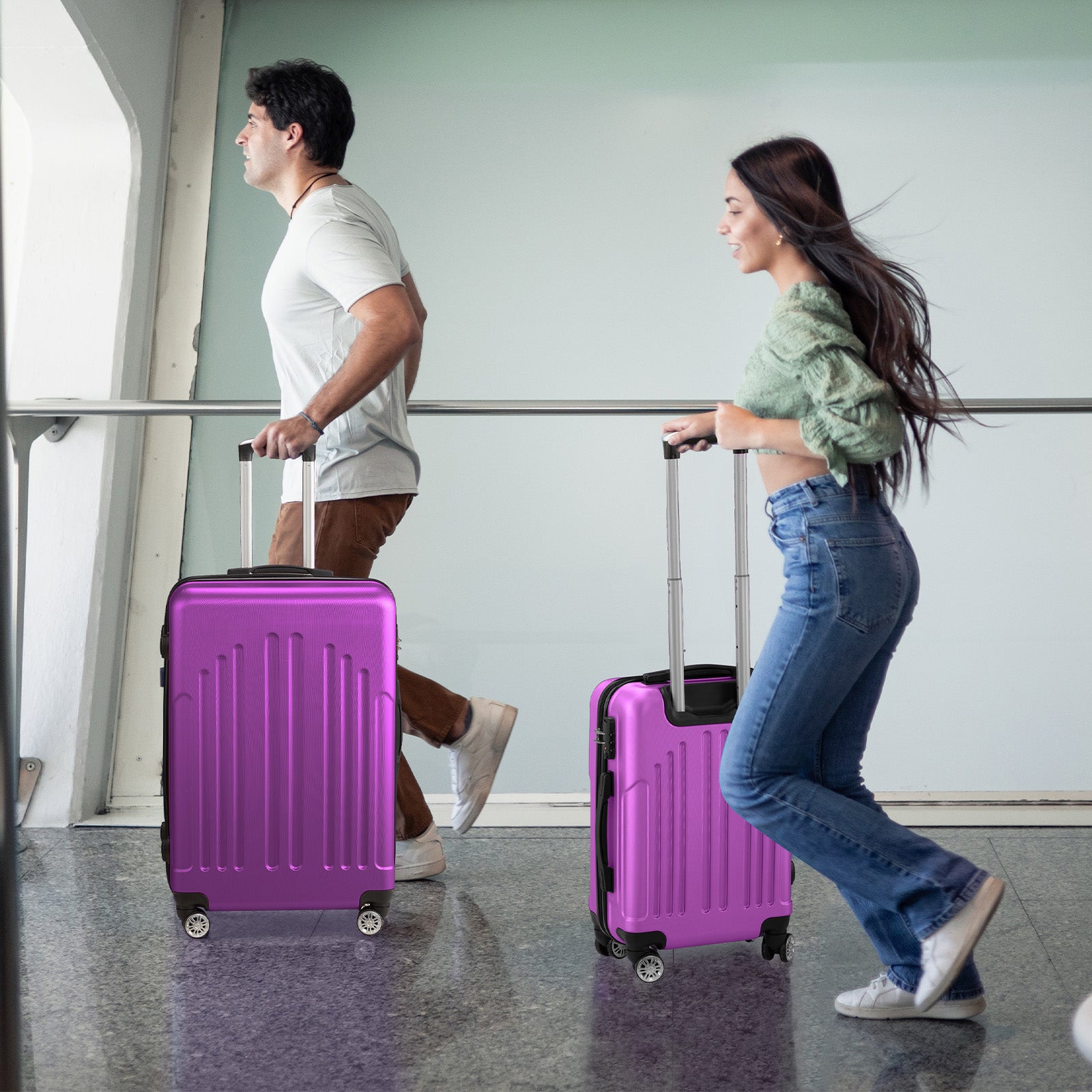 HAOYYE 3-Piece Luggage Set, ABS+PC Hardshell Suitcases With TSA Lock, 4 Spinner Wheels, Lightweight Travel Trolley for Carry-On, Check-In, and Business Trips