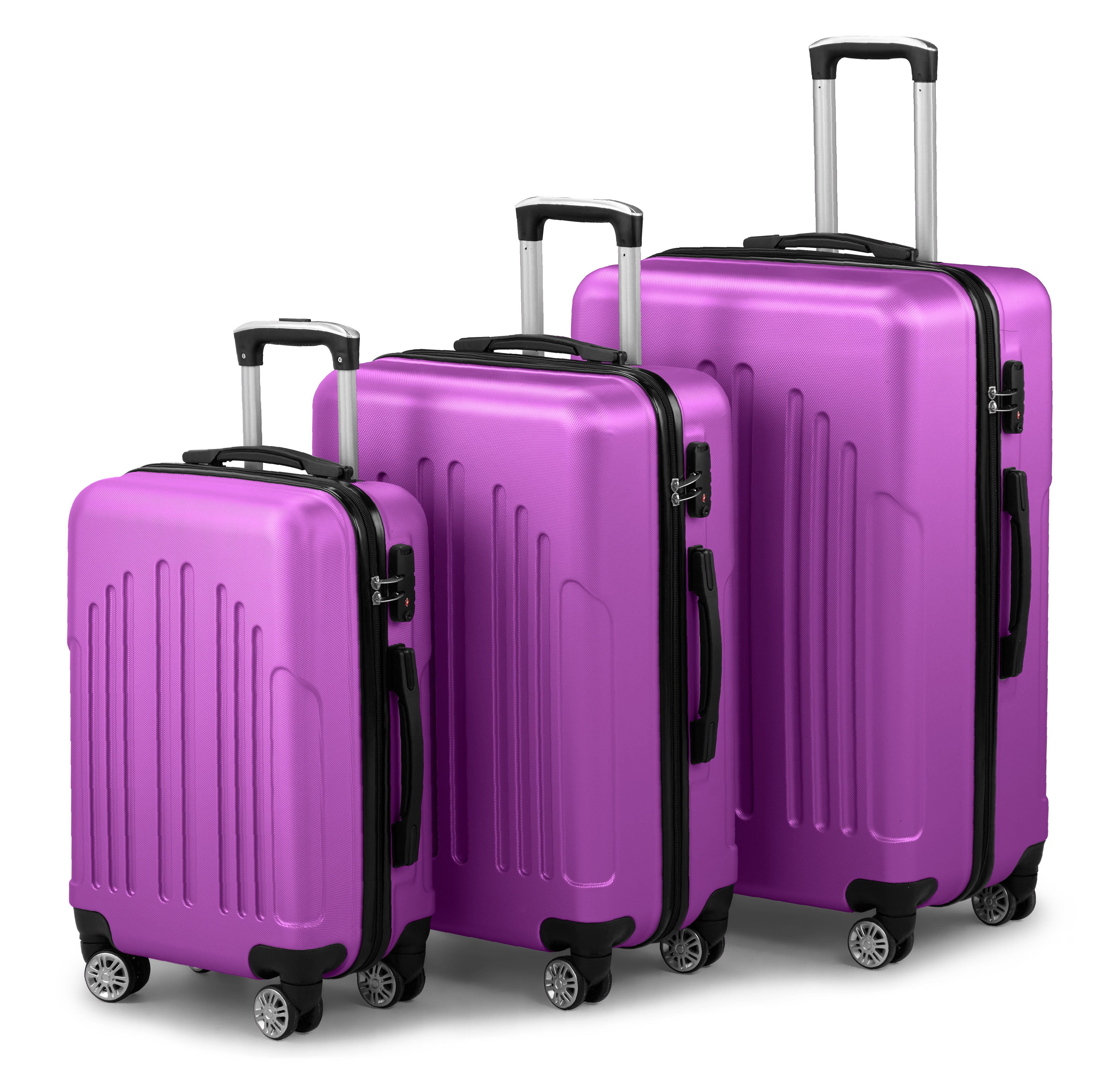 HAOYYE 3-Piece Luggage Set, ABS+PC Hardshell Suitcases With TSA Lock, 4 Spinner Wheels, Lightweight Travel Trolley for Carry-On, Check-In, and Business Trips