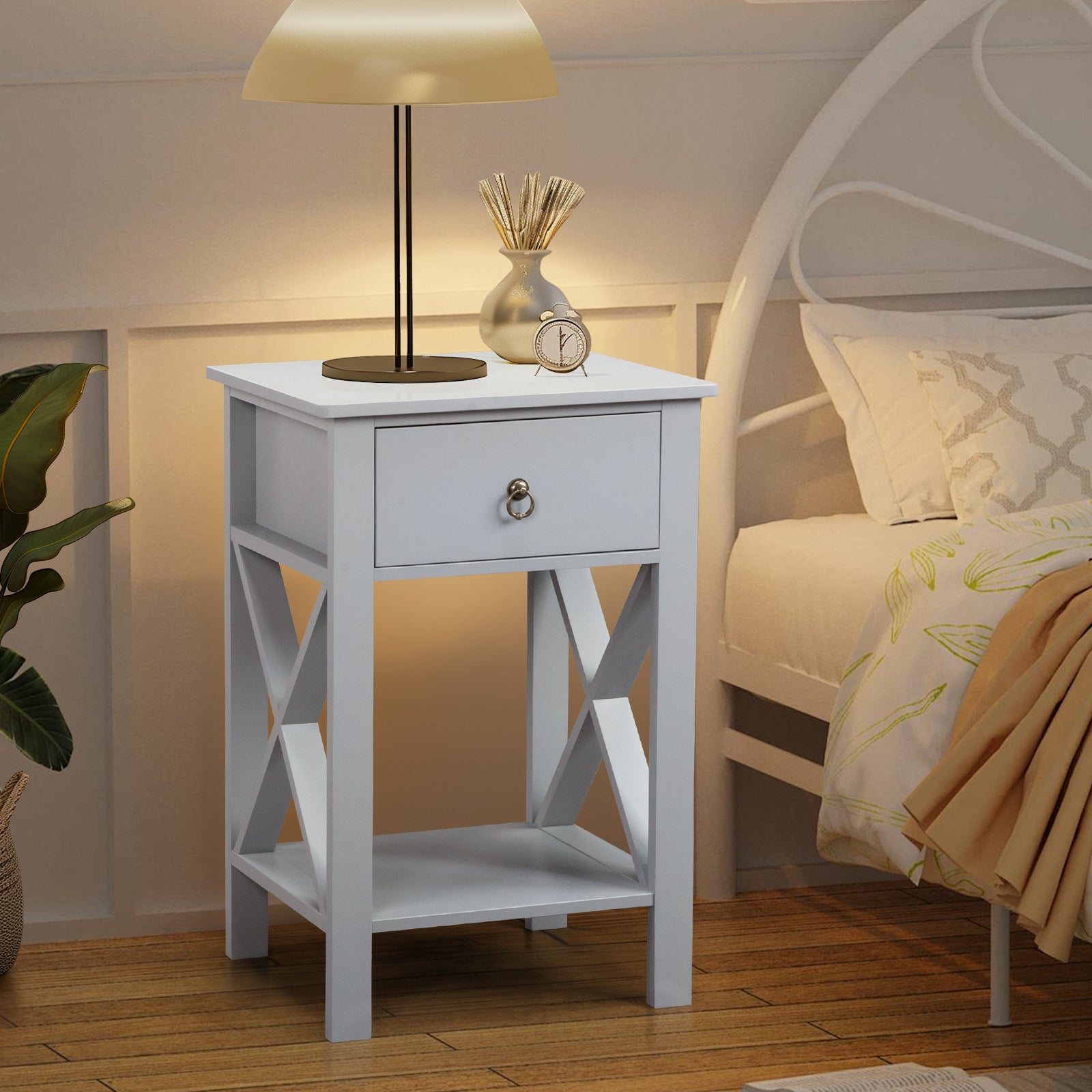 HAOYYE Side Intersection Style Bedside Cabinets with Two-Layer Drawer, Modern Gray Design, Multi-Functional Storage, Sturdy and Stylish, Perfect for Living Room, Bedroom, and Small Spaces