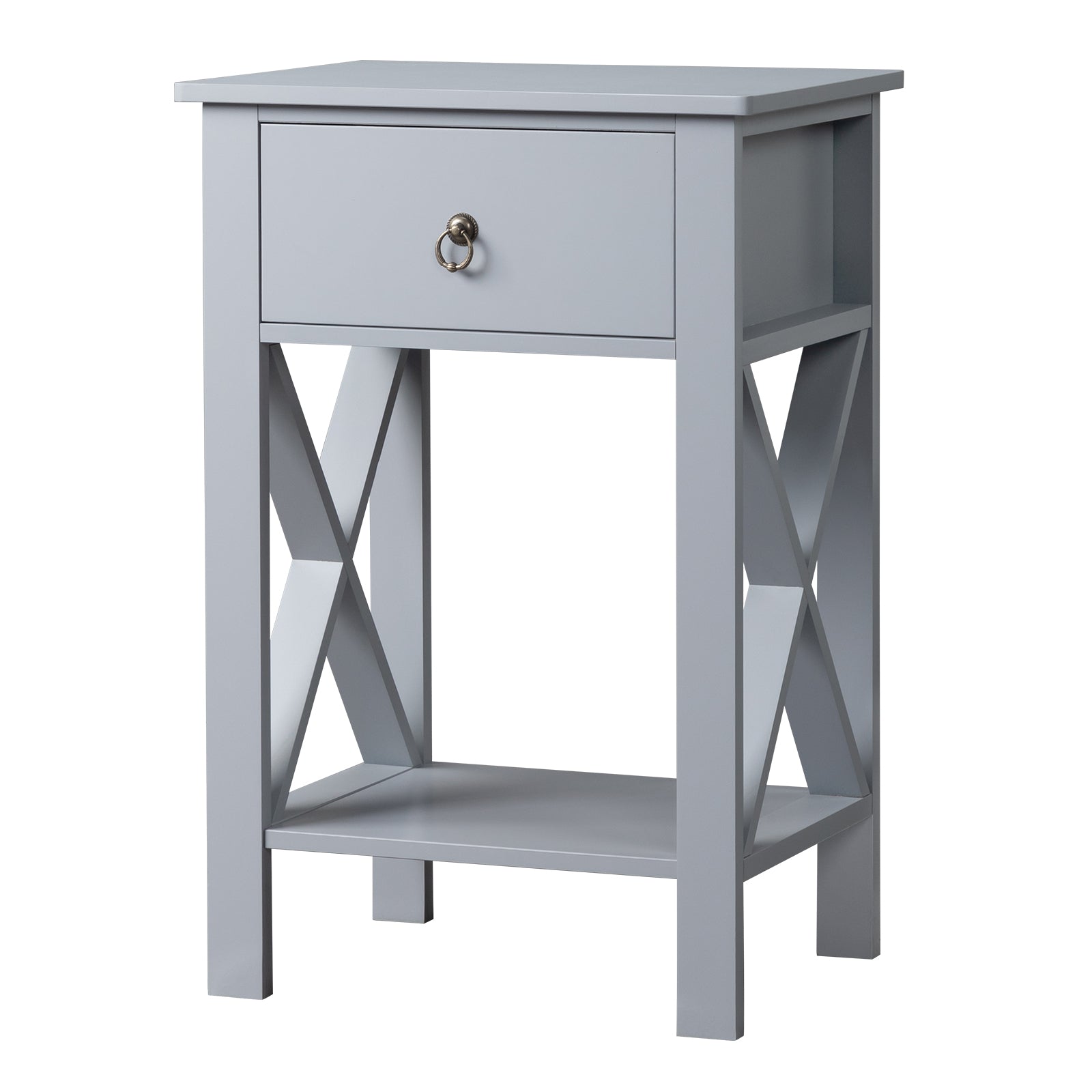 HAOYYE Side Intersection Style Bedside Cabinets with Two-Layer Drawer, Modern Gray Design, Multi-Functional Storage, Sturdy and Stylish, Perfect for Living Room, Bedroom, and Small Spaces