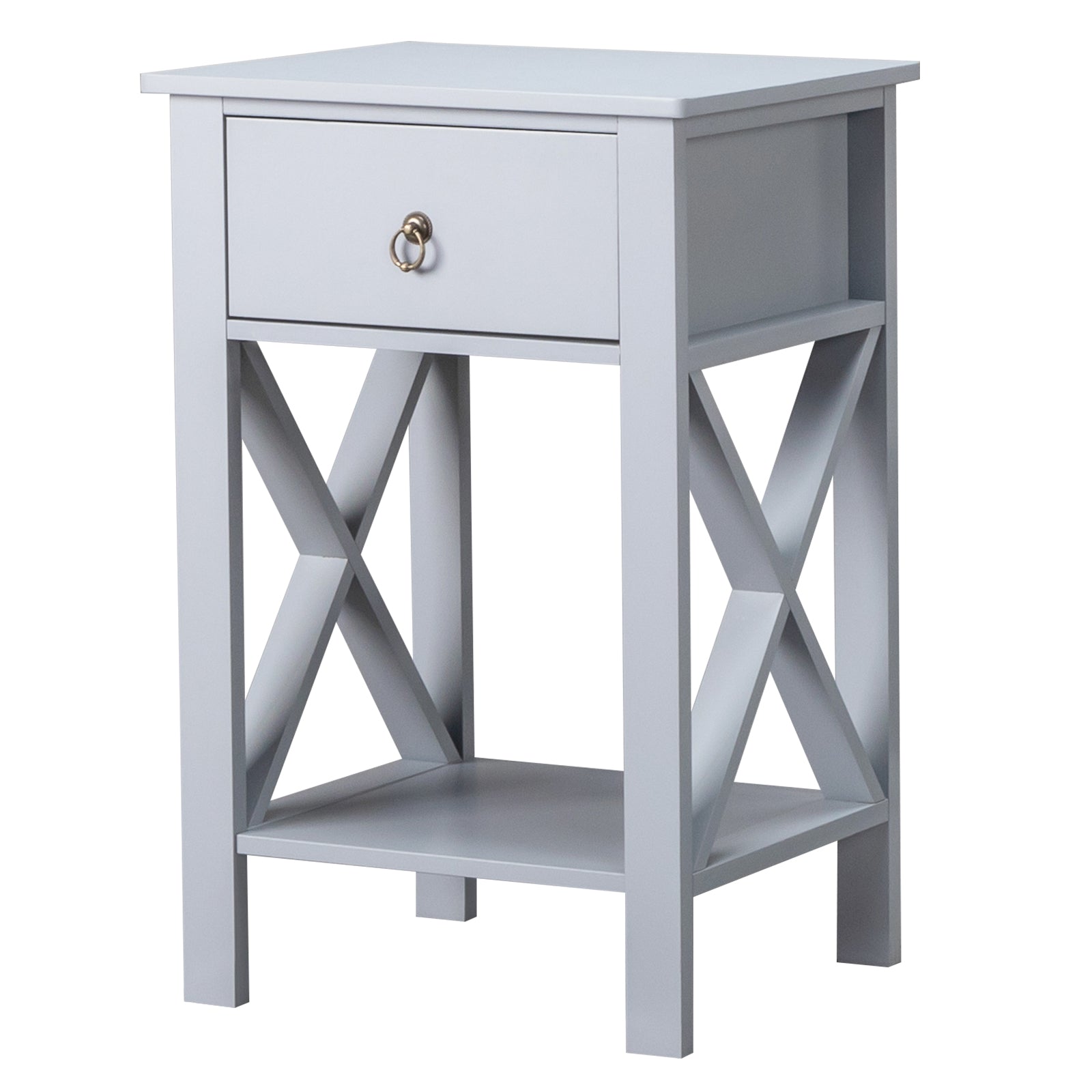 HAOYYE Side Intersection Style Bedside Cabinets with Two-Layer Drawer, Modern Gray Design, Multi-Functional Storage, Sturdy and Stylish, Perfect for Living Room, Bedroom, and Small Spaces