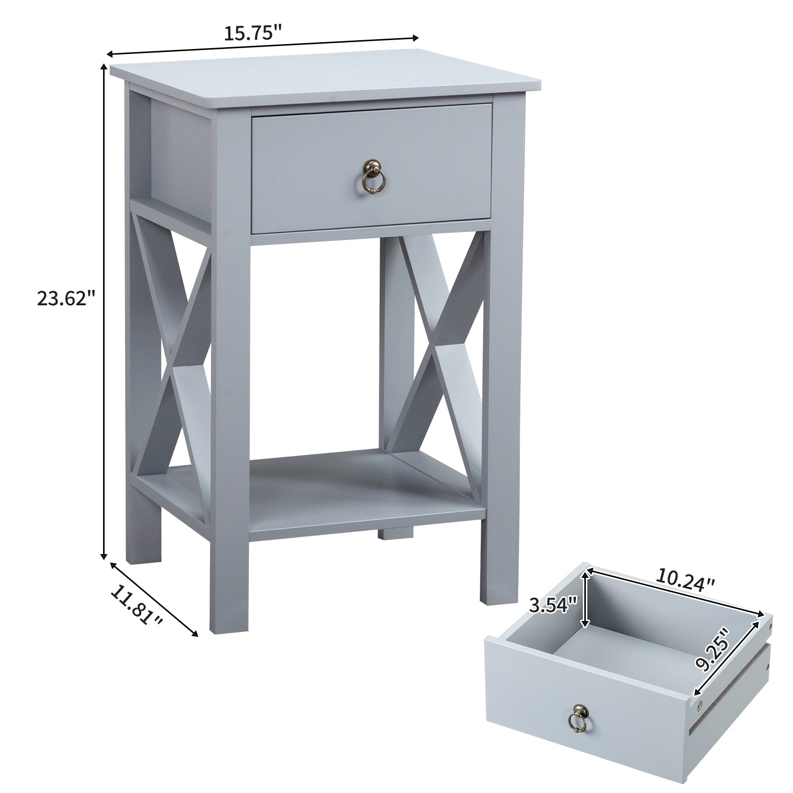 HAOYYE Side Intersection Style Bedside Cabinets with Two-Layer Drawer, Modern Gray Design, Multi-Functional Storage, Sturdy and Stylish, Perfect for Living Room, Bedroom, and Small Spaces