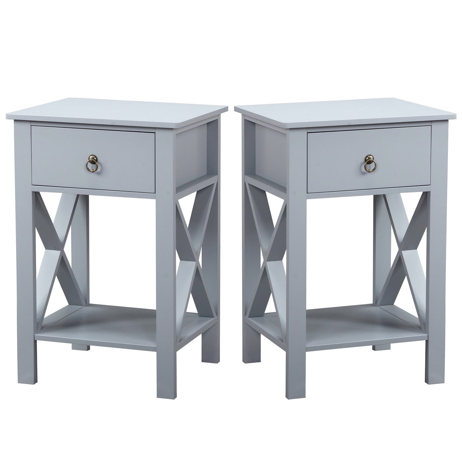 HAOYYE Side Intersection Style Bedside Cabinets with Two-Layer Drawer, Modern Gray Design, Multi-Functional Storage, Sturdy and Stylish, Perfect for Living Room, Bedroom, and Small Spaces
