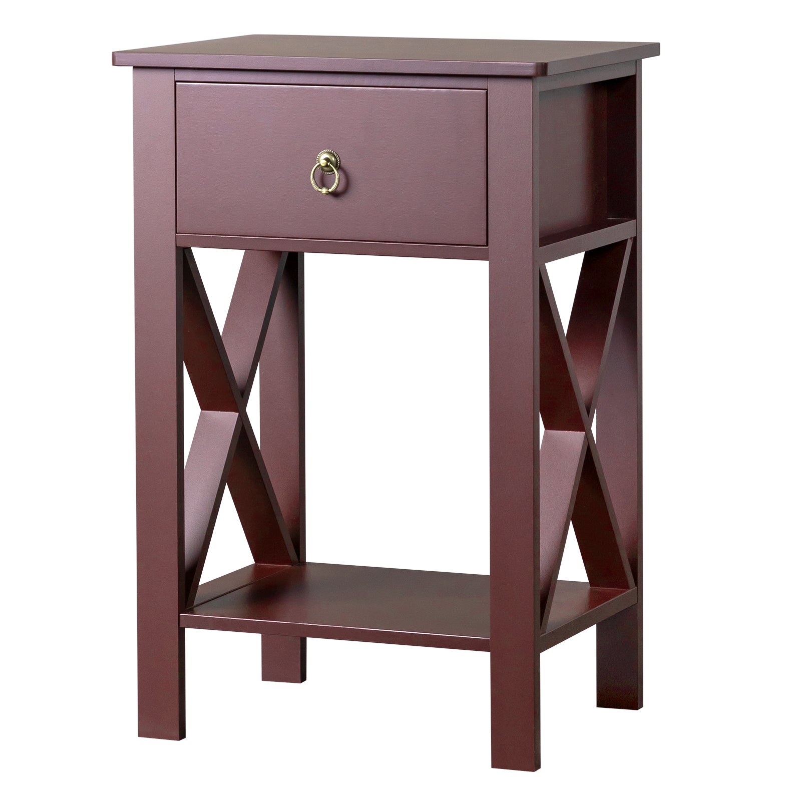 HAOYYE Side Intersection Style Bedside Cabinets with Two-Layer Drawer, Compact and Stylish Storage Solution, Brown, Modern Design for Living Room, Bedroom, and Office, Durable, Easy Assembly, Multi-Functional End Table