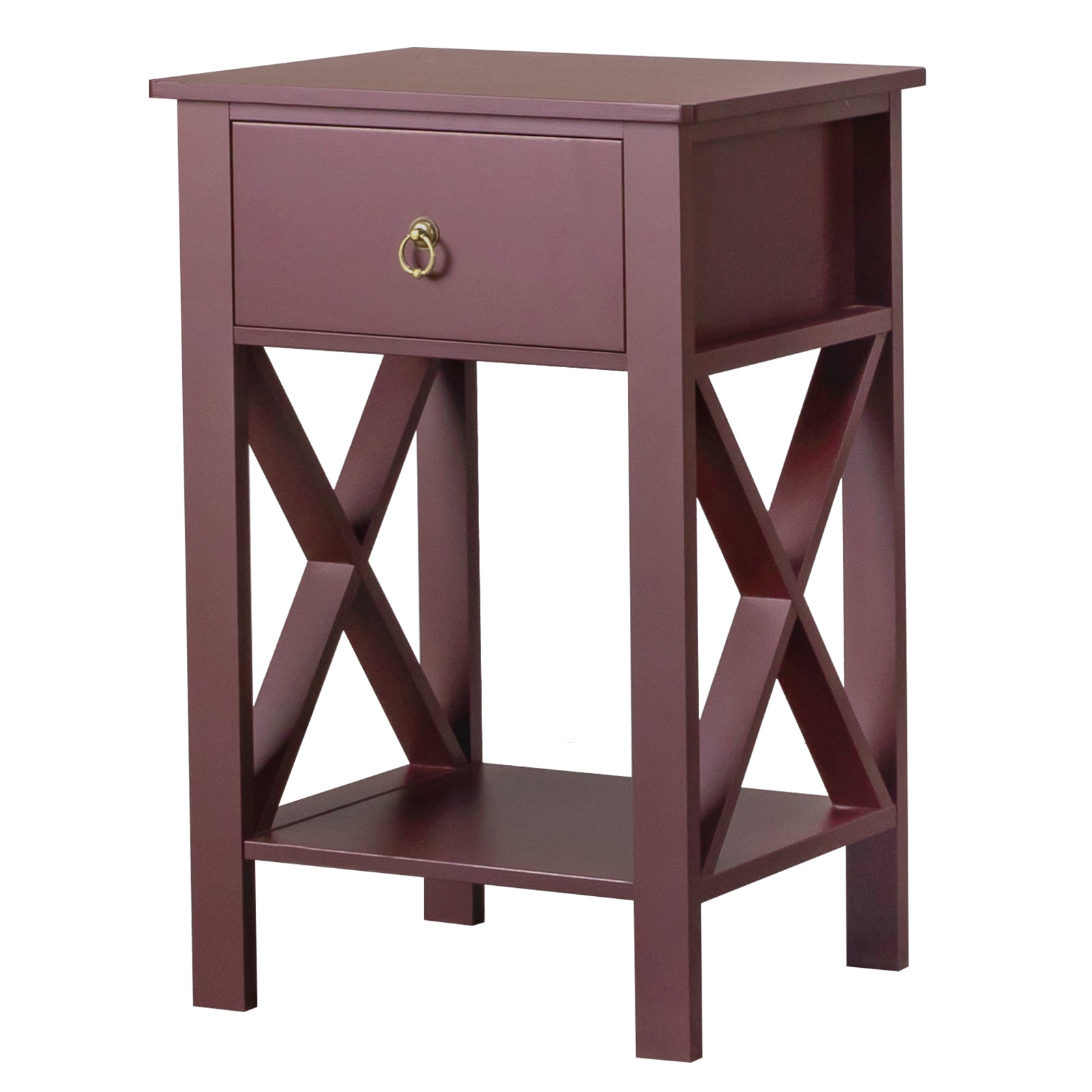 HAOYYE Side Intersection Style Bedside Cabinets with Two-Layer Drawer, Compact and Stylish Storage Solution, Brown, Modern Design for Living Room, Bedroom, and Office, Durable, Easy Assembly, Multi-Functional End Table