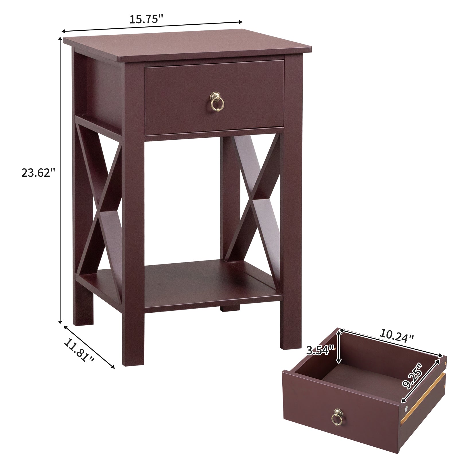 HAOYYE Side Intersection Style Bedside Cabinets with Two-Layer Drawer, Compact and Stylish Storage Solution, Brown, Modern Design for Living Room, Bedroom, and Office, Durable, Easy Assembly, Multi-Functional End Table