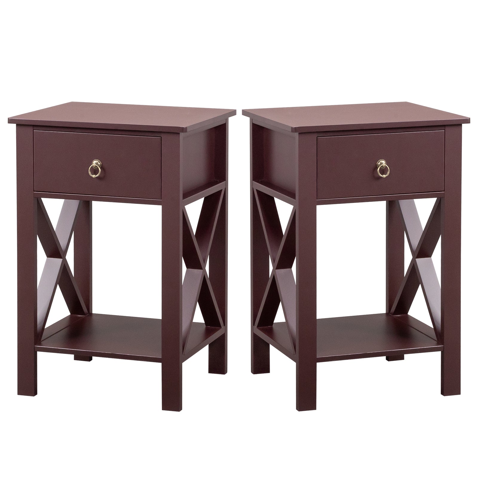 HAOYYE Side Intersection Style Bedside Cabinets with Two-Layer Drawer, Compact and Stylish Storage Solution, Brown, Modern Design for Living Room, Bedroom, and Office, Durable, Easy Assembly, Multi-Functional End Table