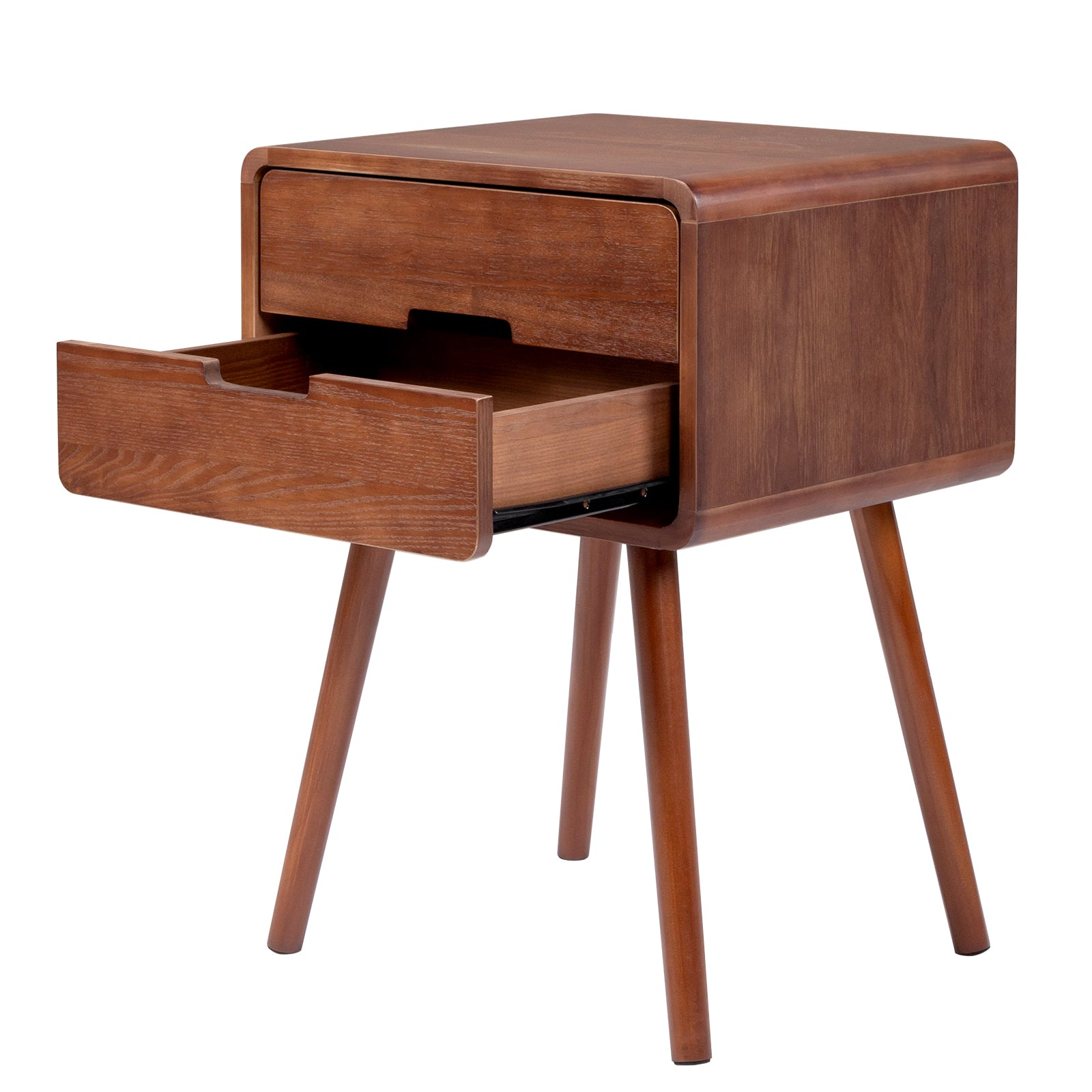 HAOYYE Wood Nightstand End Table with Drawer & Solid Wood Legs, Modern Bedside Table for Bedroom & Living Room, Compact Storage Side Table with Open Shelf, Sturdy and Stylish Accent Furniture, Easy Assembly