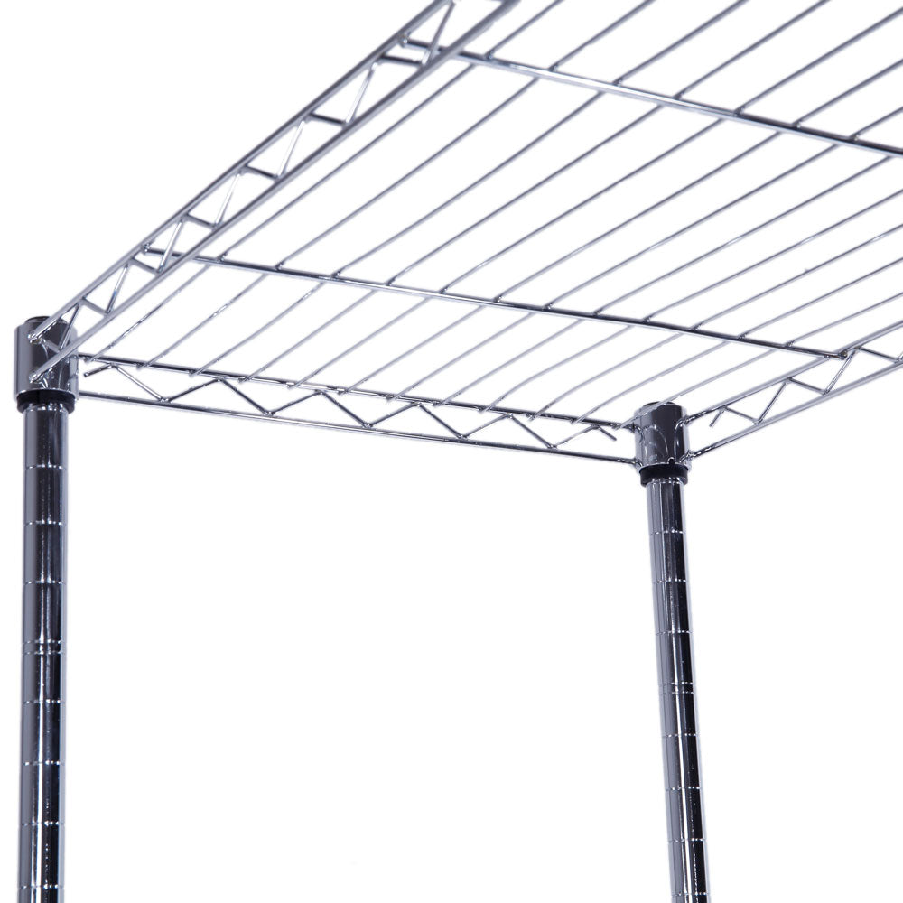 HAOYYE 5-Layer Chrome Plated Iron Storage Shelf with Lockable Nylon Wheels Heavy Duty Metal Utility Rack Adjustable Rolling Organizer for Kitchen Garage Office Warehouse Pantry