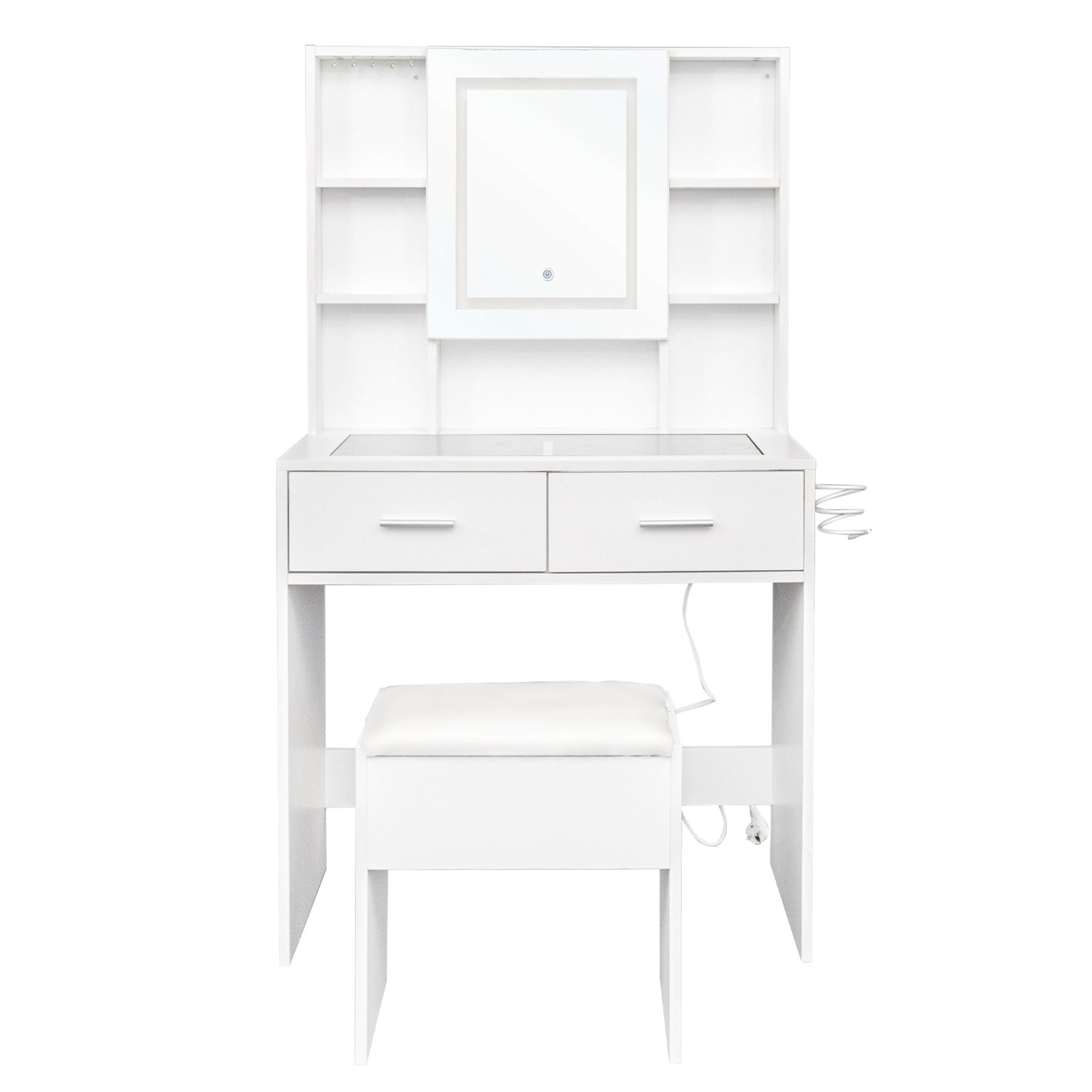 DE Direct HAOYYE Modern Vanity Table with Mirror and Storage Drawers Makeup Desk with Elegant Design for Bedroom Dressing Area Living Room Space-Saving Stylish Furniture