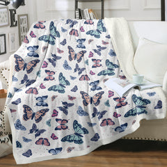 HAOYYE Garden Butterfly Sherpa Throw Blanket, Soft Plush Lightweight Blanket with Colorful Purple Butterfly Design, Ideal Gifts for Women, Boys, Girls, and Butterfly Enthusiasts, Cozy and Stylish Home Décor