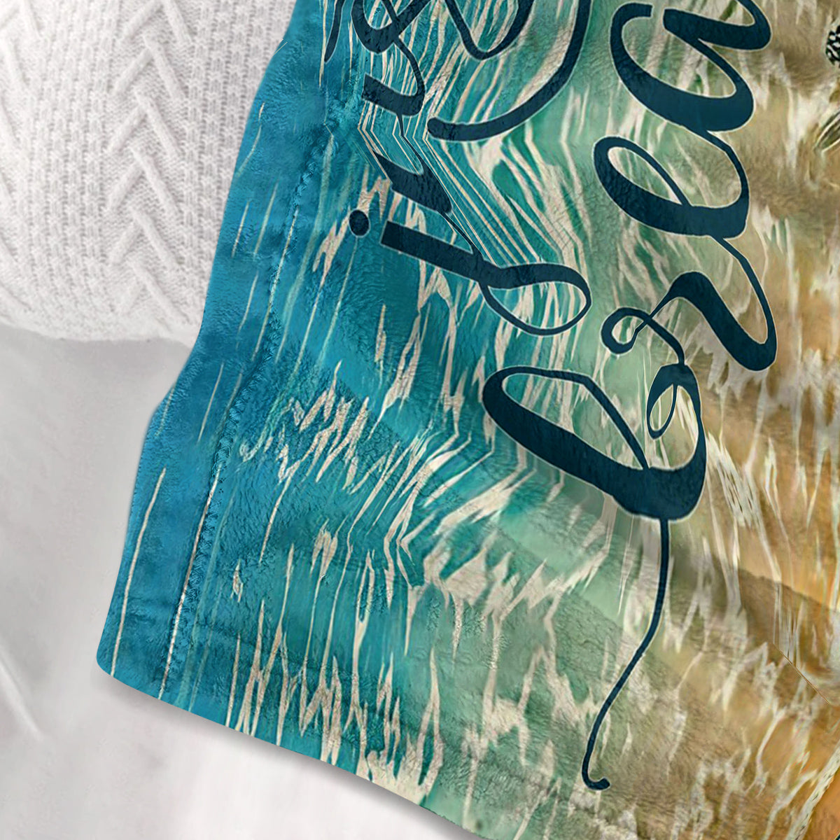 HAOYYE Tropical Baby Sea Turtle Flannel Fleece Blanket, Soft Plush Throw with 3D Ocean Waves Design, Cozy Blanket for Bed, Chair, Car, Sofa, and Couch, Warm and Comfortable for Bedroom and Living Room Use