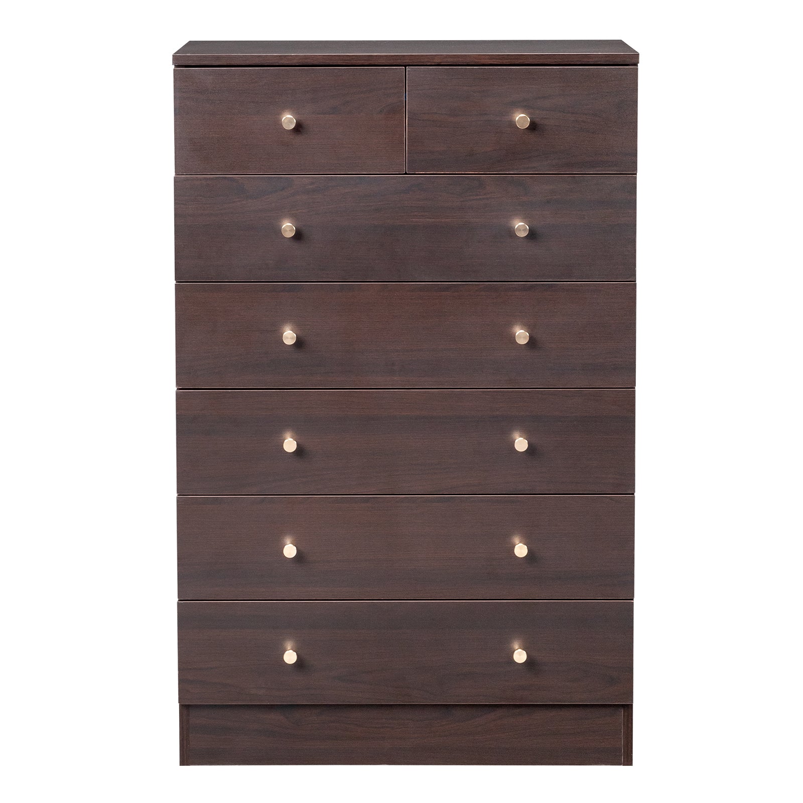 HAOYYE Modern Simple 7-Drawer Dresser Brown, Stylish Storage Chest for Bedroom, Living Room, and Family Room, Large Capacity Organizer, Space-Saving Furniture with 7 Drawers for Clothes, Accessories, and Personal Items