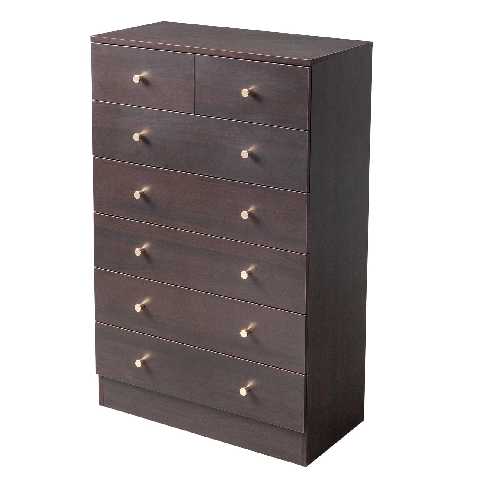 HAOYYE Modern Simple 7-Drawer Dresser Brown, Stylish Storage Chest for Bedroom, Living Room, and Family Room, Large Capacity Organizer, Space-Saving Furniture with 7 Drawers for Clothes, Accessories, and Personal Items