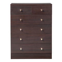 HAOYYE Modern Simple 6-Drawer Dresser in Brown, Stylish and Spacious Storage Cabinet for Bedroom, Living Room, or Family Room, Durable Non-Toxic P2 Grade Material, Sleek Design with Elegant