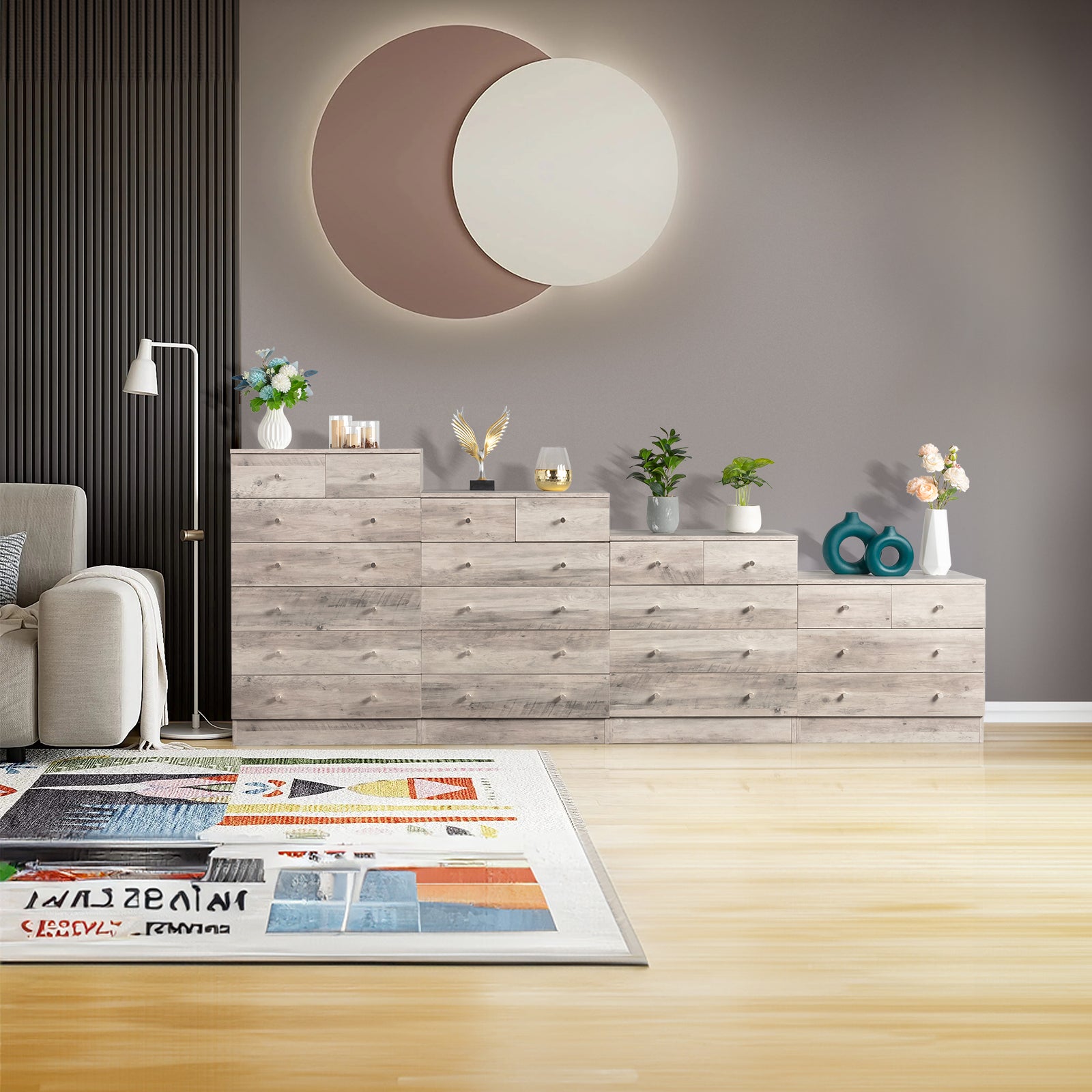 HAOYYE Modern 5-Drawer Dresser in Gray, Stylish Storage Cabinet with Sleek Design, Durable and Space-Saving Solution for Bedroom, Living Room, or Family Room, Perfect for Organizing Clothes, Accessories, and Household Essentials