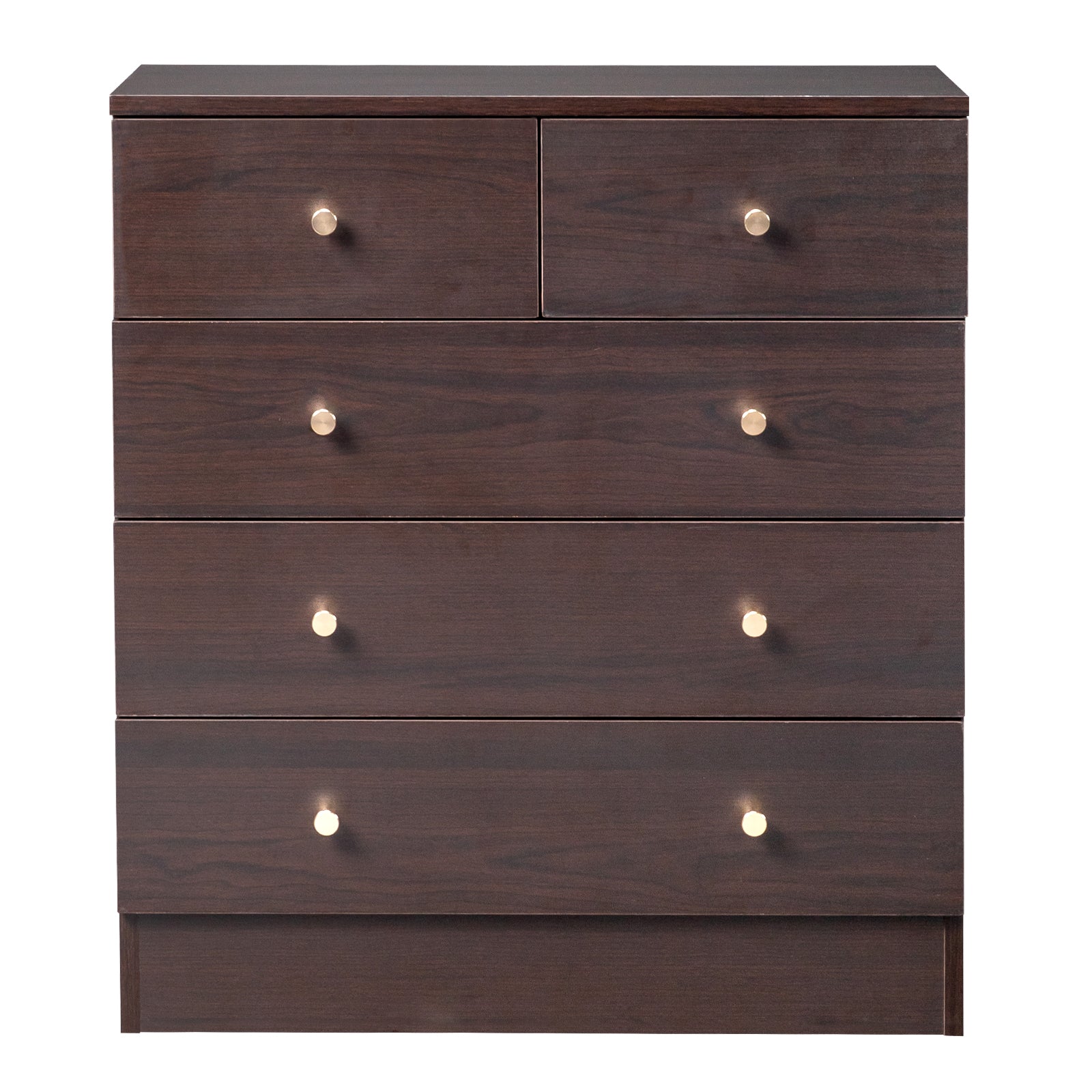 HAOYYE Modern Simple 5-Drawer Dresser in Brown - Stylish & Durable Storage Cabinet for Bedroom, Living Room, or Family Room - Elegant Design with Spacious Drawers for Organizing Clothes, Accessories