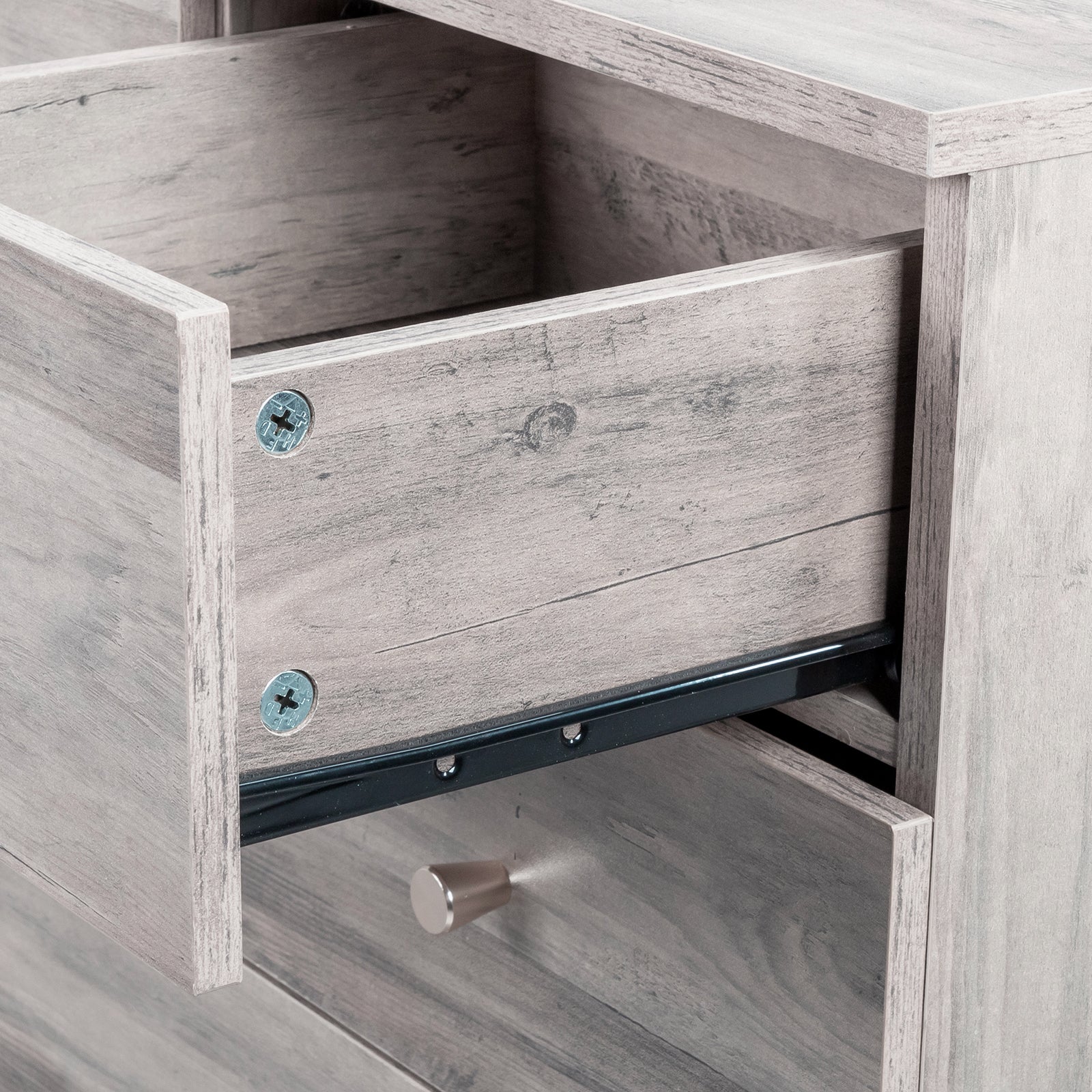 HAOYYE Modern Gray 4-Drawer Dresser Chest Nightstand, Sturdy Durable Storage Solution, Multifunctional Organizer for Bedroom Living Room, Stylish Space-Saving Home Decor, Easy Assembly, Ideal for Clothes, Linens, Accessories, and More