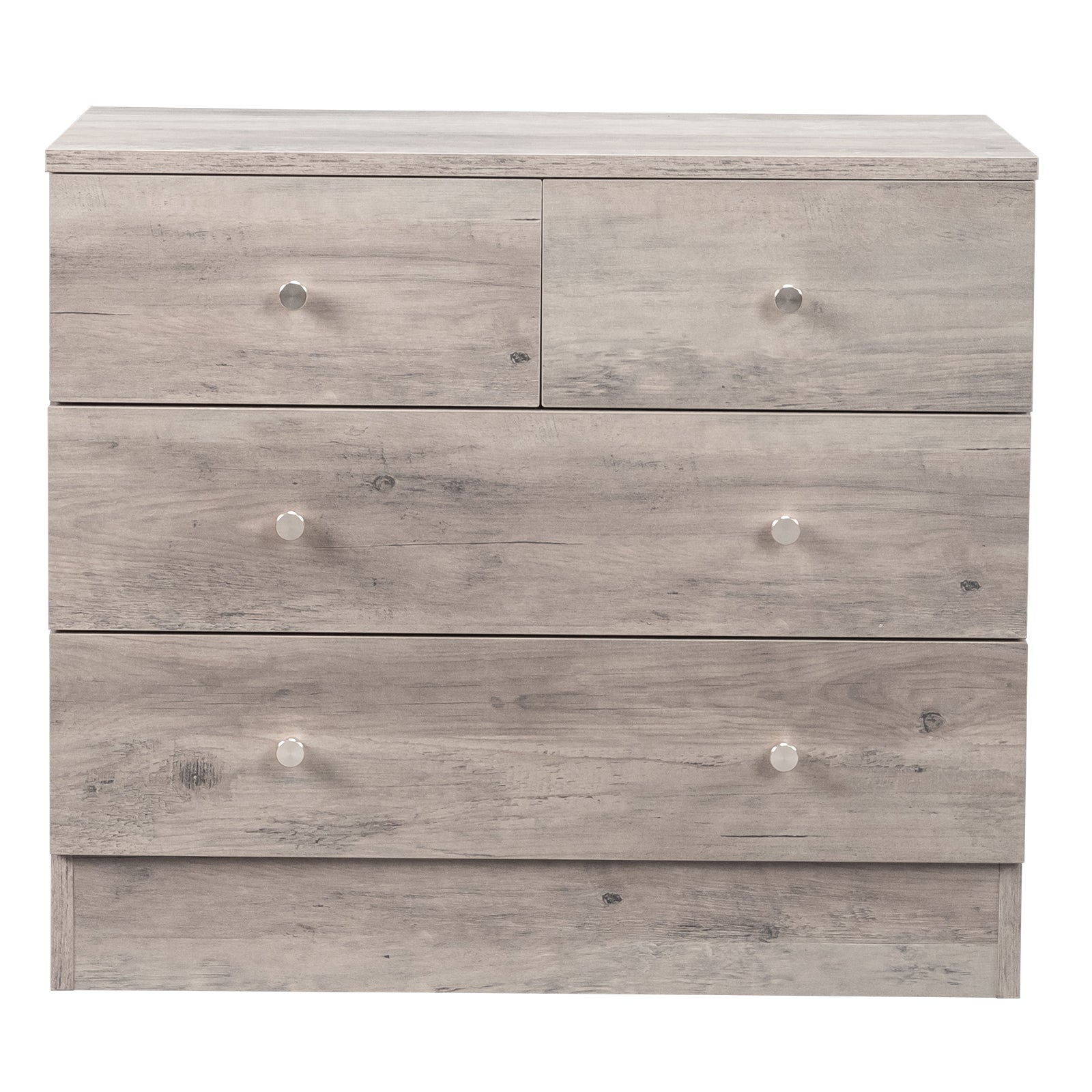 HAOYYE Modern Gray 4-Drawer Dresser Chest Nightstand, Sturdy Durable Storage Solution, Multifunctional Organizer for Bedroom Living Room, Stylish Space-Saving Home Decor, Easy Assembly, Ideal for Clothes, Linens, Accessories, and More