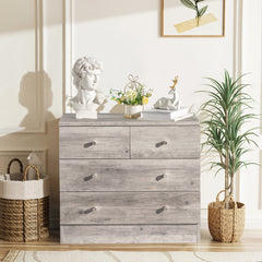 HAOYYE Modern Gray 4-Drawer Dresser Chest Nightstand, Sturdy Durable Storage Solution, Multifunctional Organizer for Bedroom Living Room, Stylish Space-Saving Home Decor, Easy Assembly, Ideal for Clothes, Linens, Accessories, and More