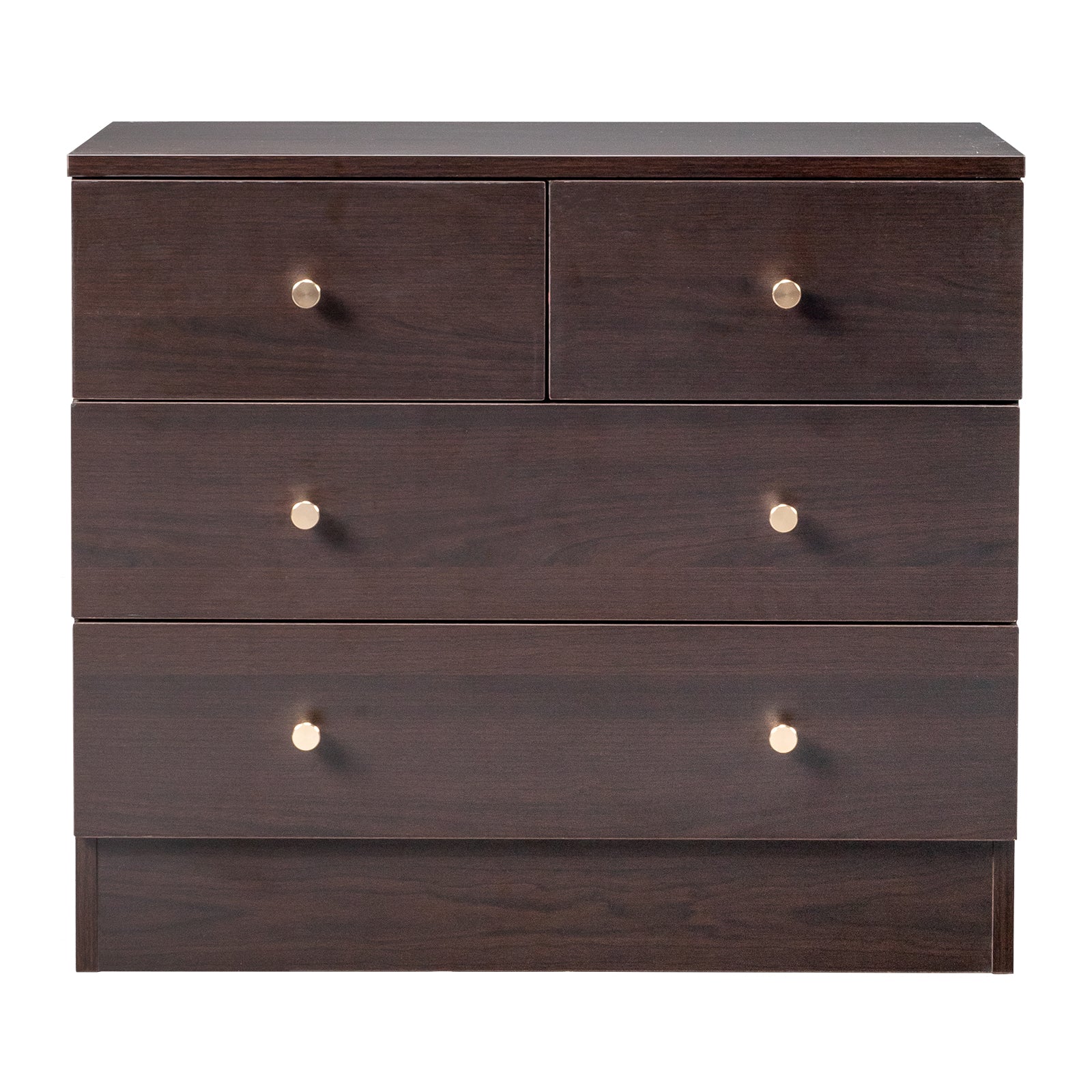 HAOYYE Modern 4-Drawer Dresser & Nightstand, Brown Finish Storage Chest, Durable Particleboard Furniture for Bedroom, Living Room, Home Organizer, Space-Saving Multifunctional Modern Storage Solution, Elegant Style, Practical Home Décor