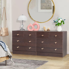 HAOYYE Modern 4-Drawer Dresser & Nightstand, Brown Finish Storage Chest, Durable Particleboard Furniture for Bedroom, Living Room, Home Organizer, Space-Saving Multifunctional Modern Storage Solution, Elegant Style, Practical Home Décor