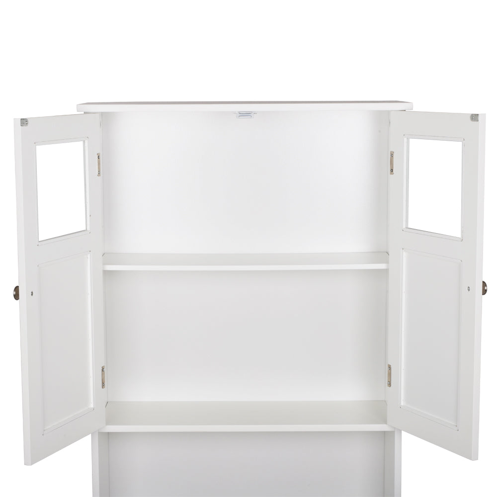 HAOYYE Double-Door Bathroom Cabinet White Durable Design Sturdy Multifunctional Modern Storage Organizer Space-Saving Stylish Solution for Bathroom or Bedroom
