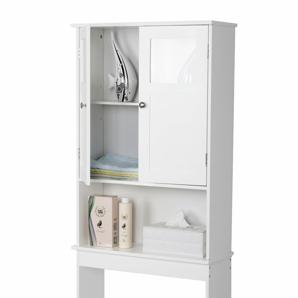 HAOYYE Double-Door Bathroom Cabinet White Durable Design Sturdy Multifunctional Modern Storage Organizer Space-Saving Stylish Solution for Bathroom or Bedroom