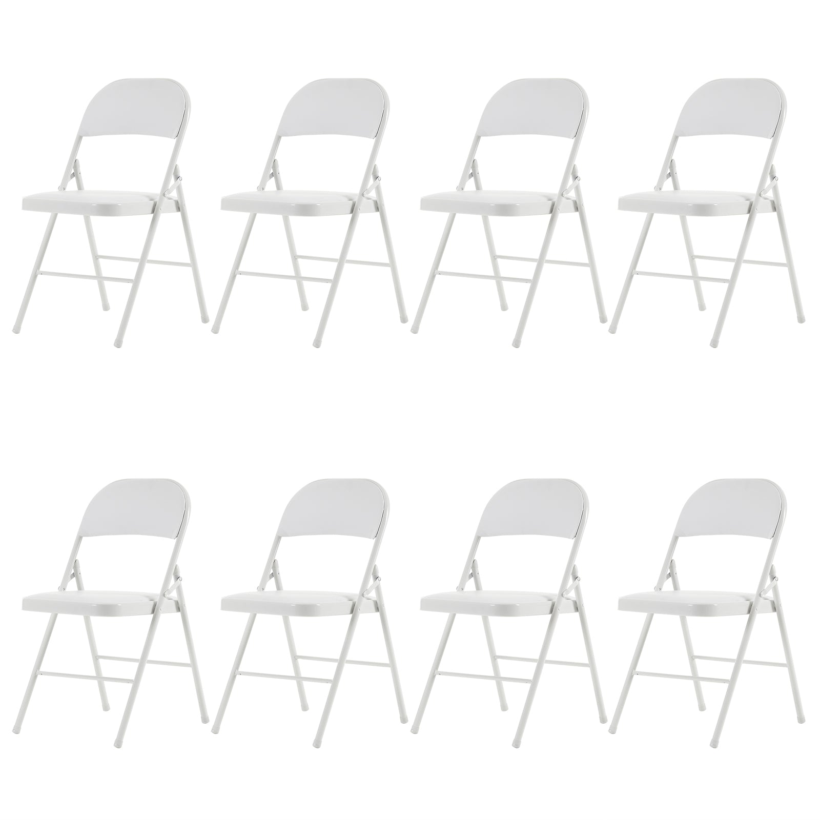 HAOYYE 4pcs Elegant Foldable Iron and PVC Chairs for Convention Exhibition Conference Wedding Party Indoor Outdoor Use White Portable Stackable Design
