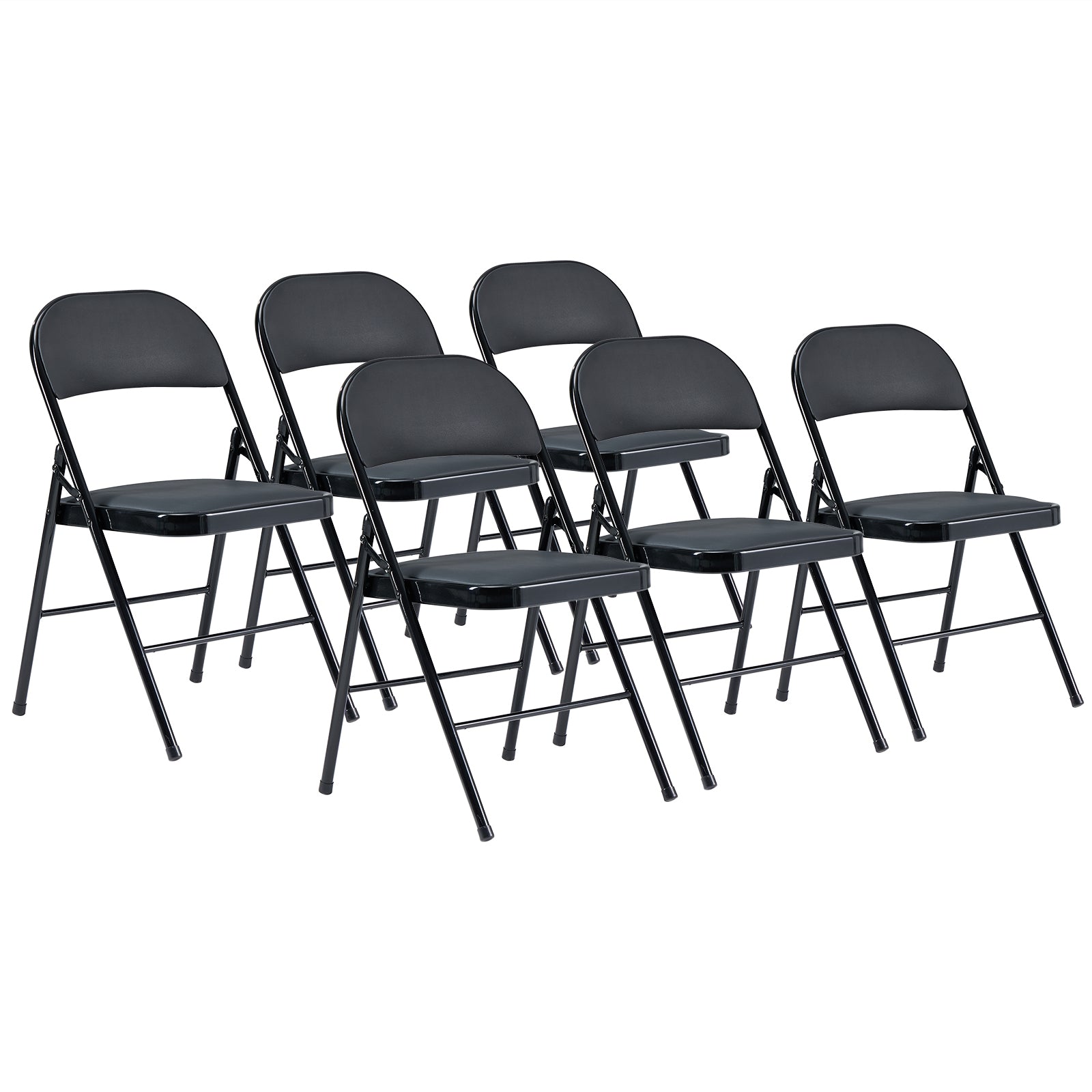 HAOYYE 6pcs Elegant Foldable Iron and PVC Chairs Set, Lightweight Portable Seating for Convention and Exhibition, Black Finish, Durable and Space-Saving Design Perfect for Events and Meeting Rooms