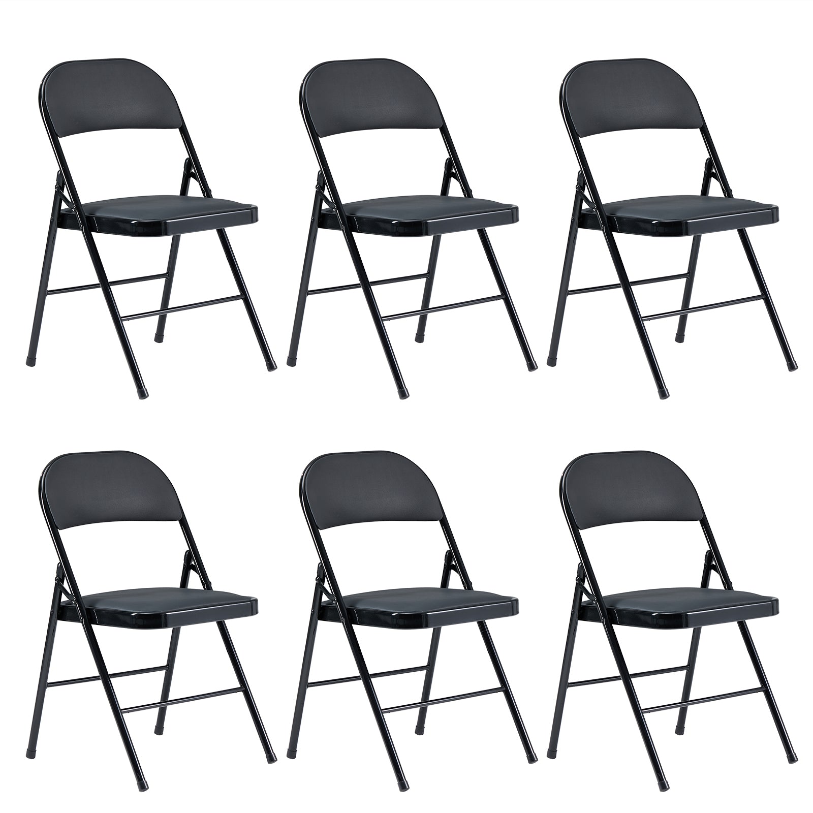 HAOYYE 6pcs Elegant Foldable Iron and PVC Chairs Set, Lightweight Portable Seating for Convention and Exhibition, Black Finish, Durable and Space-Saving Design Perfect for Events and Meeting Rooms