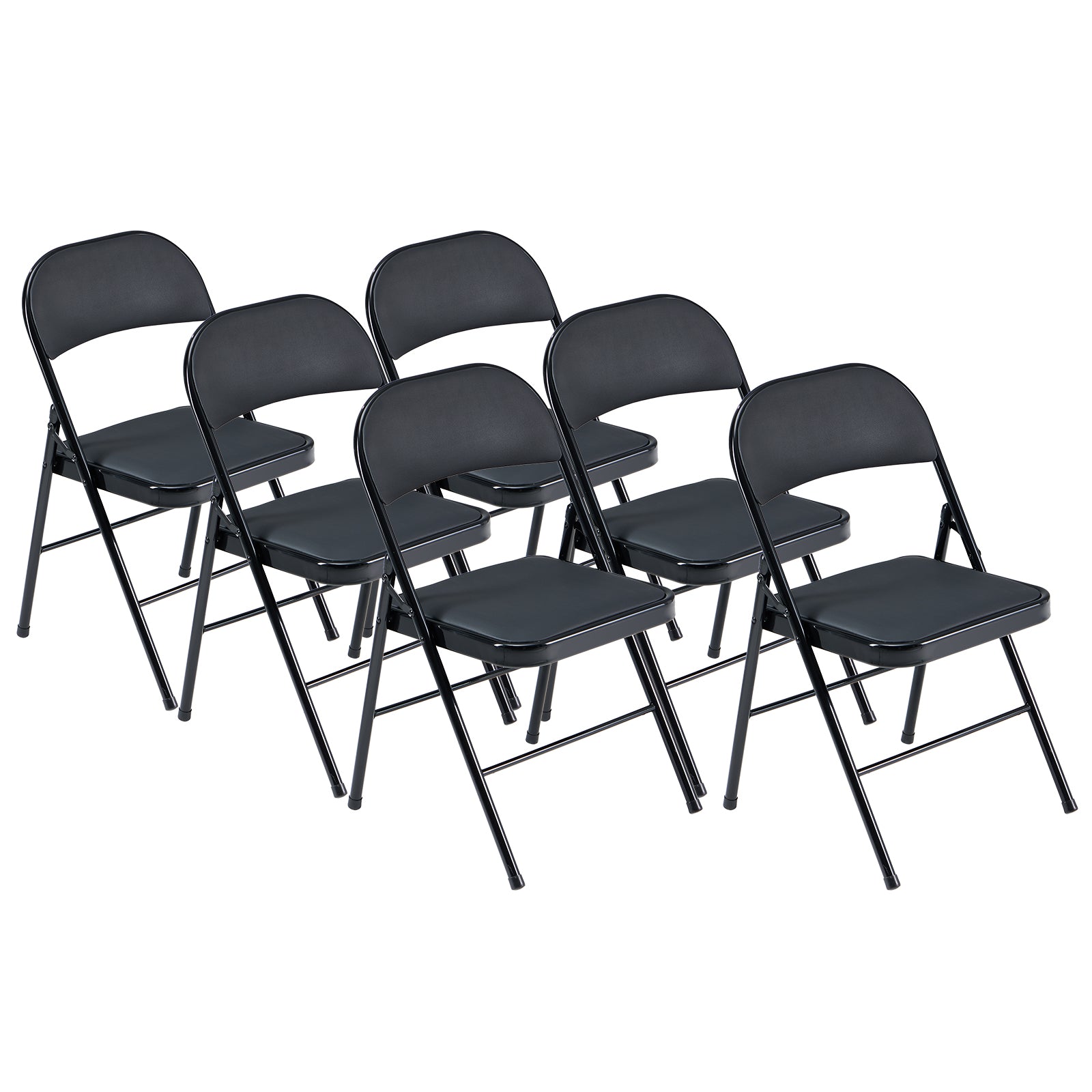 HAOYYE 6pcs Elegant Foldable Iron and PVC Chairs Set, Lightweight Portable Seating for Convention and Exhibition, Black Finish, Durable and Space-Saving Design Perfect for Events and Meeting Rooms