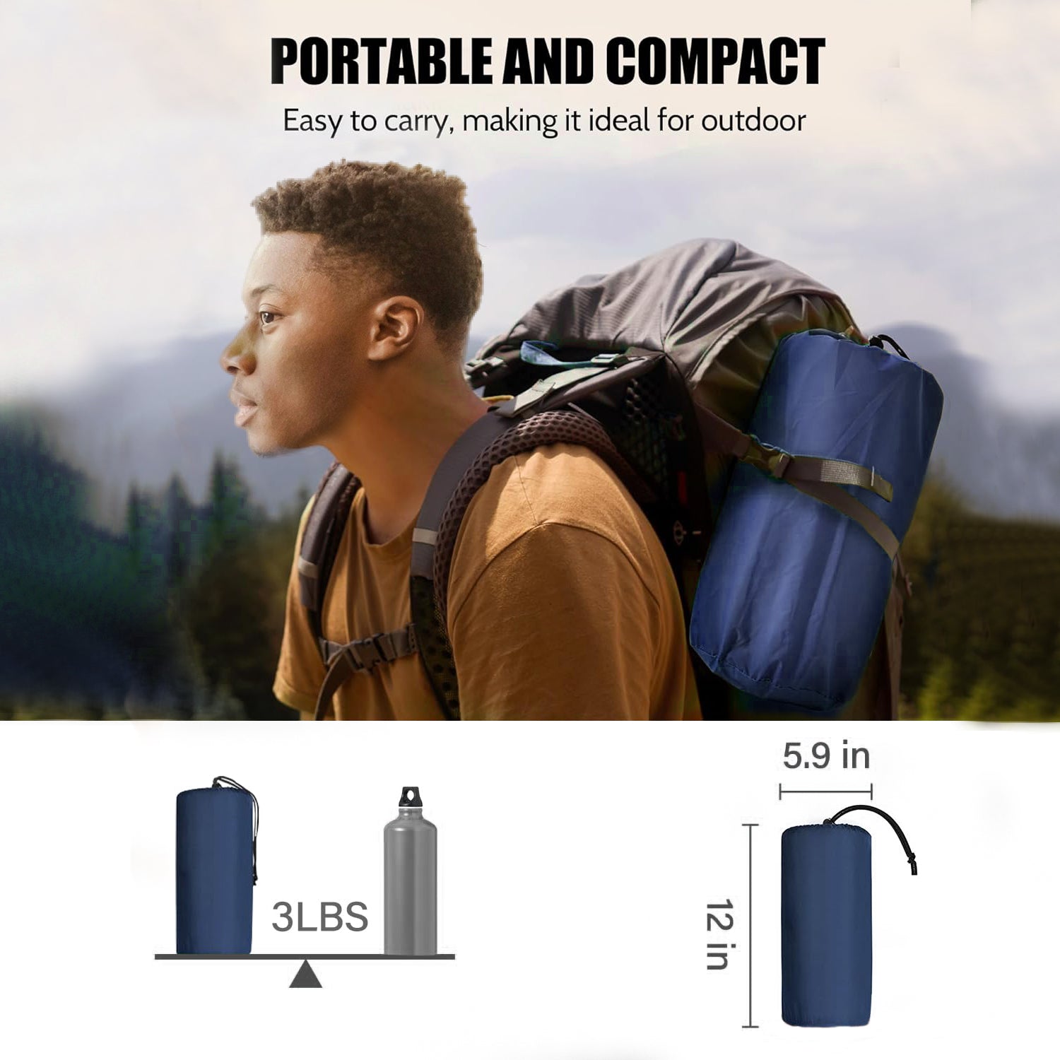 HAOYYE Double Air Mattress with Built-in Foot Pump and Pillow Comfortable Inflatable Camping Bed for Backpacking Hiking Travel Tent Portable Lightweight Sleeping Pad for Outdoor Adventures Easy to Inflate and Carry