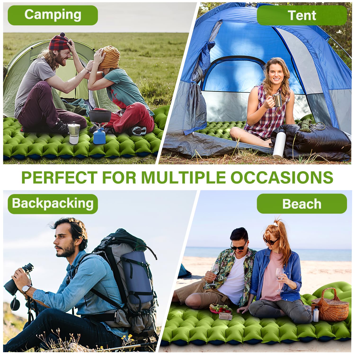 HAOYYE Double Air Mattress with Built-in Foot Pump and Pillow Comfortable Inflatable Camping Bed for Backpacking Hiking Travel Tent Portable Lightweight Sleeping Pad for Outdoor Adventures Easy to Inflate and Carry