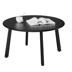 HAOYYE Patio Coffee Table Metal Round Outdoor Side Table Weather-Resistant Steel End Table with Adjustable Feet for Balcony Garden Yard Black Easy Assembly