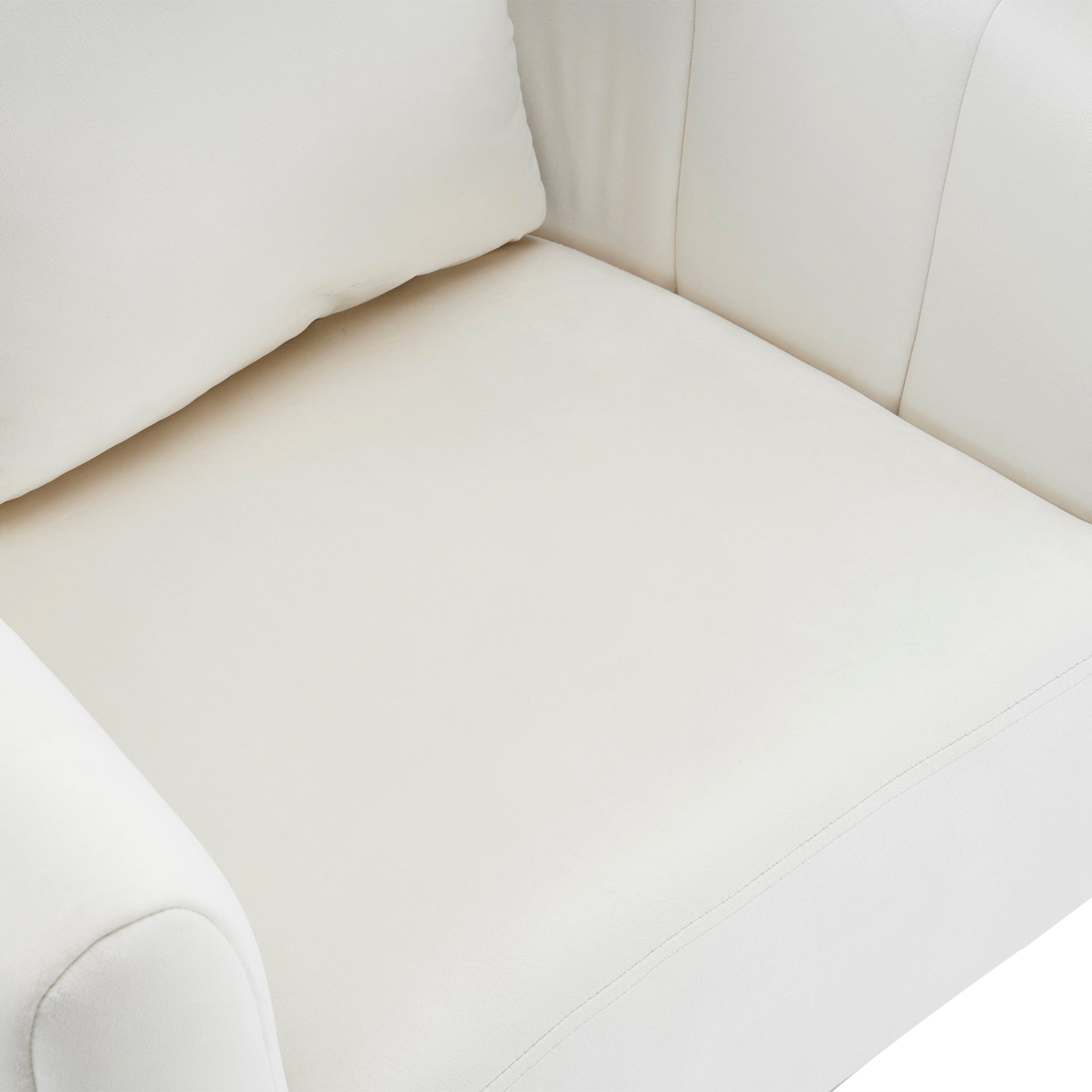HAOYYE 360° Swivel Accent Chair, Modern Velvet Fabric Armchair, Wide Upholstered Design with Fluffy Cushion and Metal Legs, Comfy Barrel Chair for Living Room, Lounge, and Office, Off-White Finish, Elegant and Stylish Upholstery