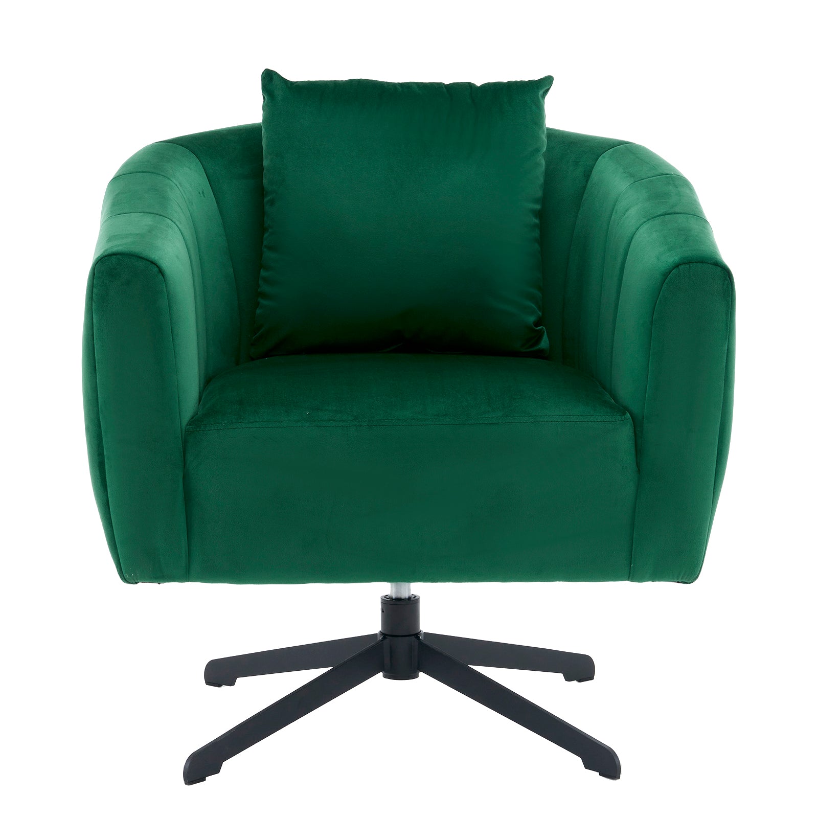 HAOYYE 360° Swivel Accent Chair, Modern Velvet Upholstered Barrel Chair With Fluffy Cushion, Wide Comfy Lounge Armchair For Living Room, Bedroom, Office, Durable Metal Legs, Green, Stylish & Cozy