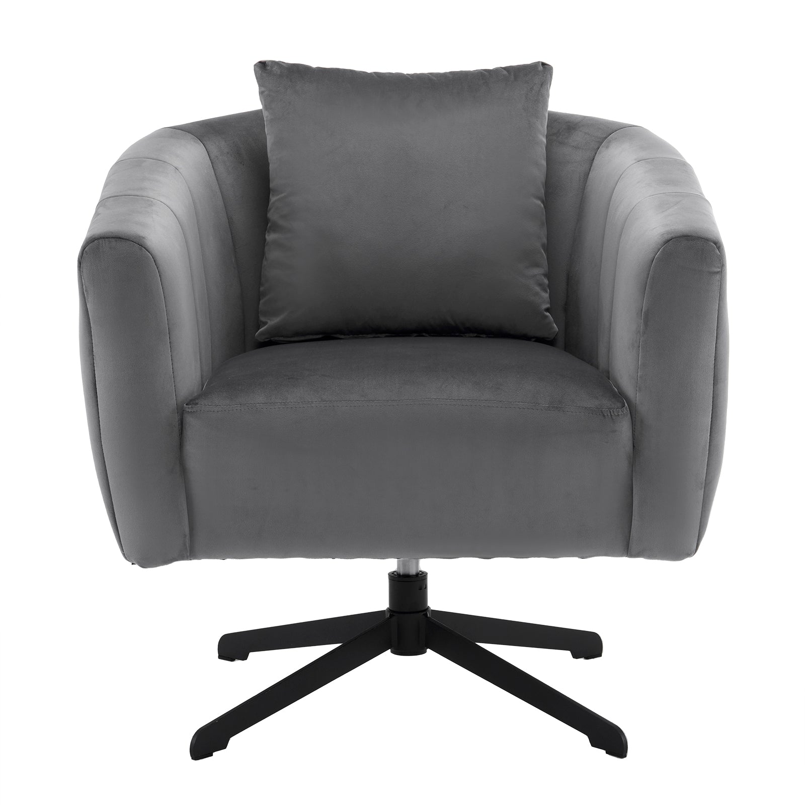 HAOYYE 360° Swivel Accent Chair  Modern Velvet Fabric Upholstered Barre Chair  Comfy Wide Armchair With Fluffy Cushion  Metal Legs  Ideal For Living Room, Lounge, Or Office  Stylish, Soft & Cozy Gray