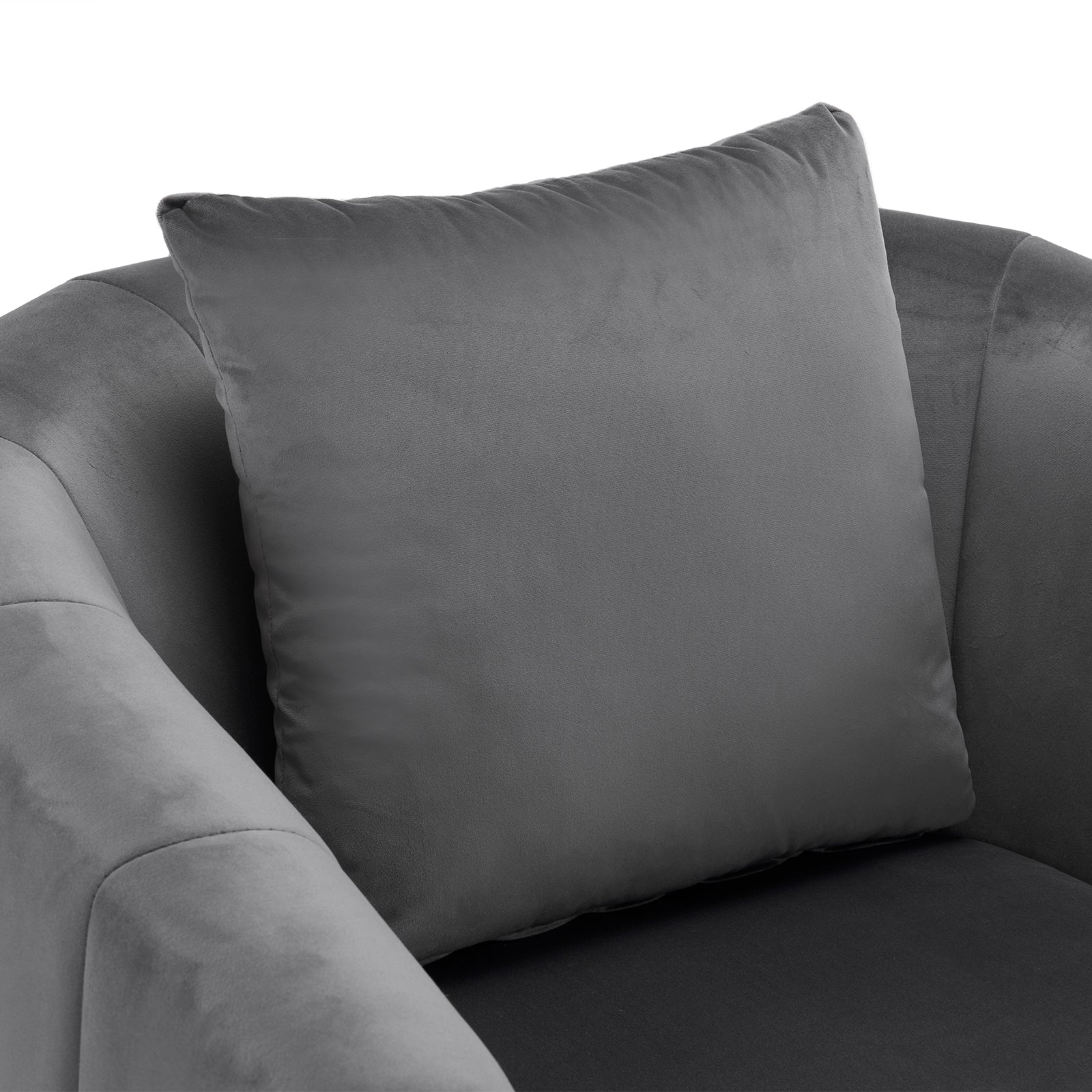 HAOYYE 360° Swivel Accent Chair  Modern Velvet Fabric Upholstered Barre Chair  Comfy Wide Armchair With Fluffy Cushion  Metal Legs  Ideal For Living Room, Lounge, Or Office  Stylish, Soft & Cozy Gray