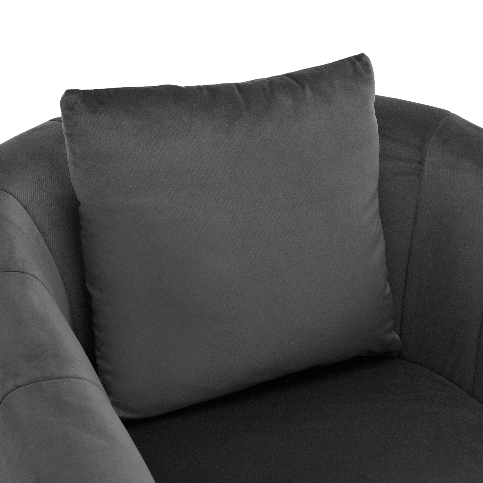 HAOYYE 360° Swivel Accent Chair, Modern Velvet Fabric Armchair with Fluffy Cushions, Wide Upholstered Design for Living Room, Bedroom, Lounge, and Office, Gray Finish, Comfortable and Stylish Barrel Chair
