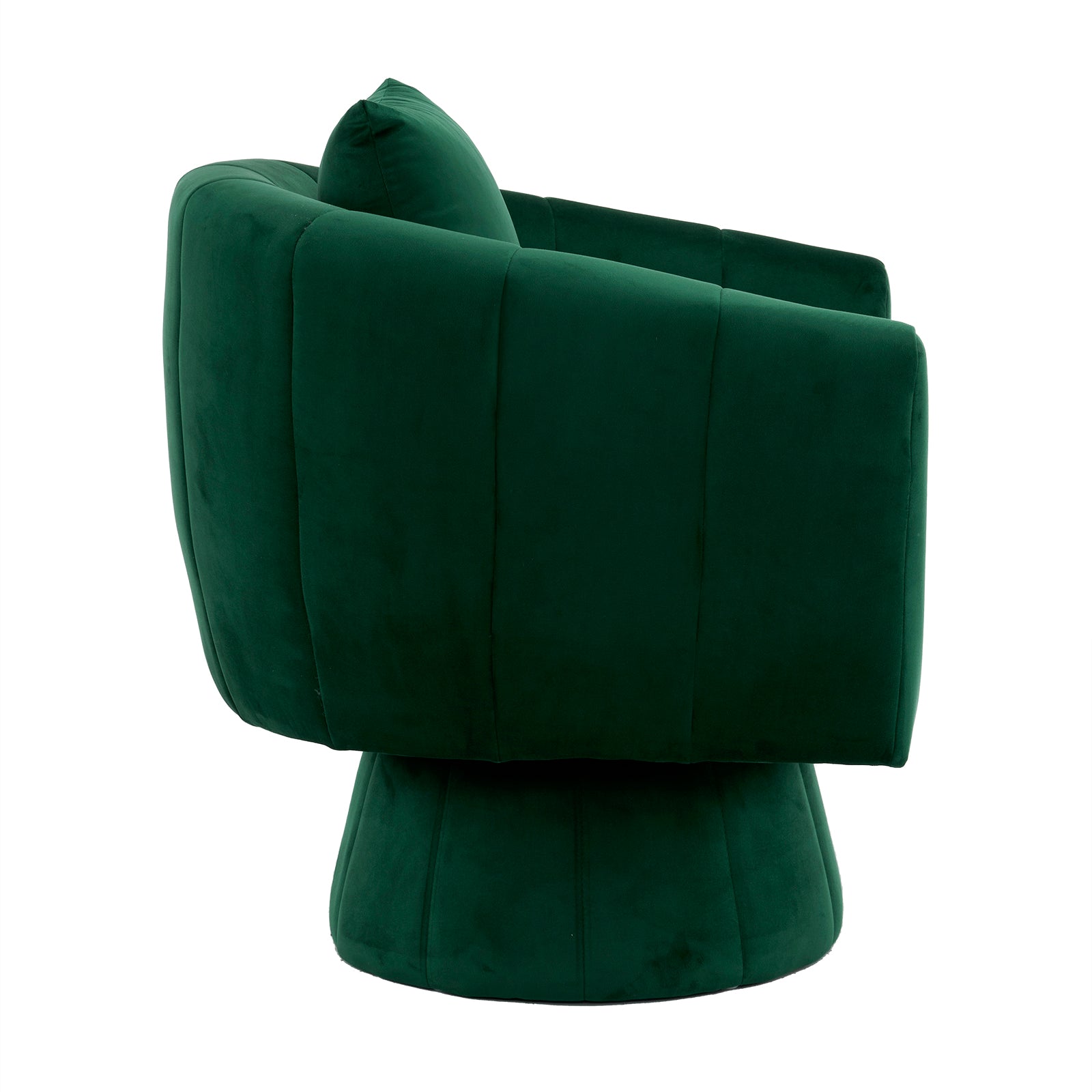 HAOYYE 360° Swivel Accent Chair, Modern Velvet Armchair with Fluffy Cushions, Wide Upholstered Barrel Chair for Living Room, Bedroom, Lounge, Office, Comfortable and Cozy in Green