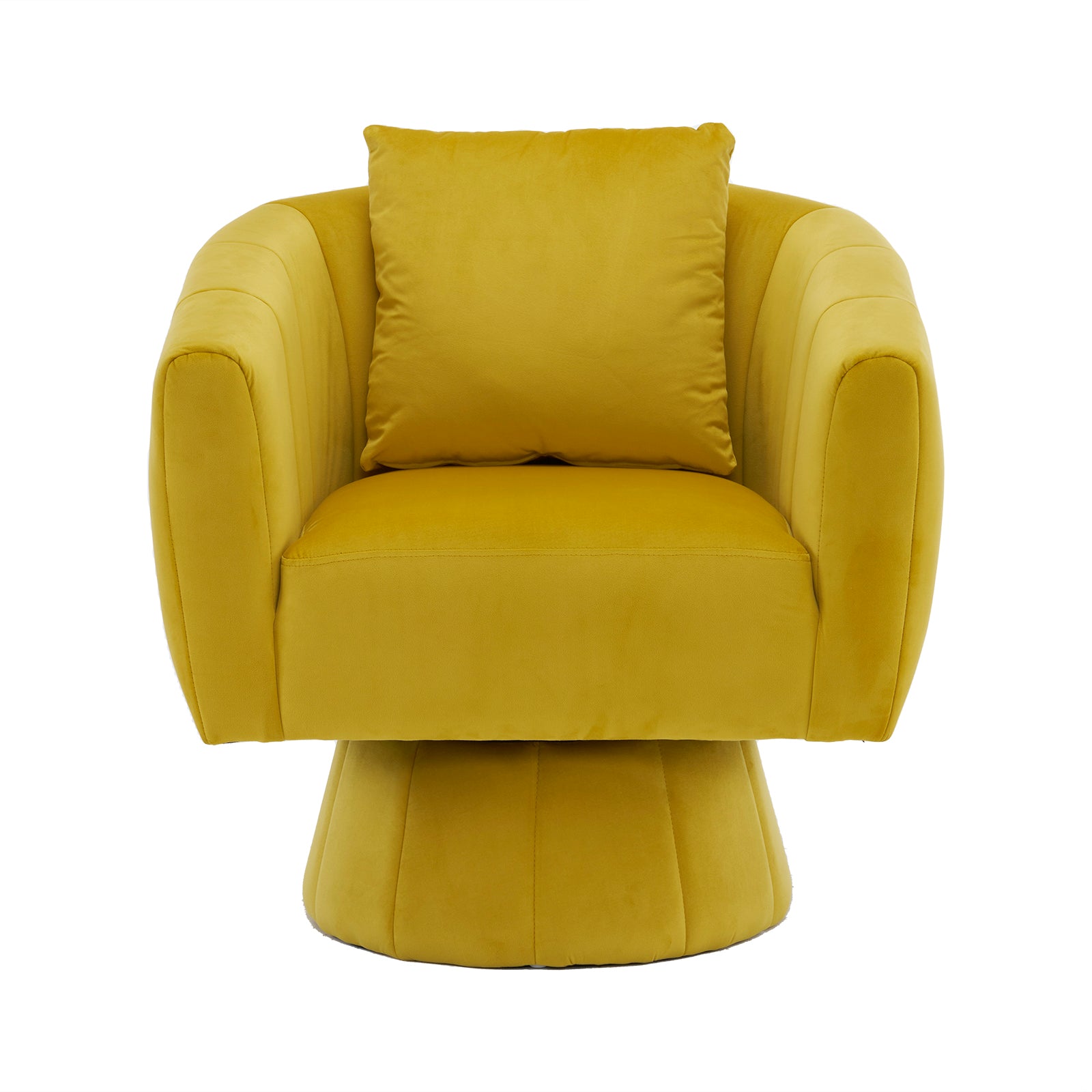 HAOYYE 360° Swivel Accent Chair, Modern Velvet Fabric Armchair, Fluffy Cushioned Comfy Chair, Wide Upholstered Barrel Chair For Living Room, Bedroom, Lounge, Office, Yellow Cozy Velvet Chair