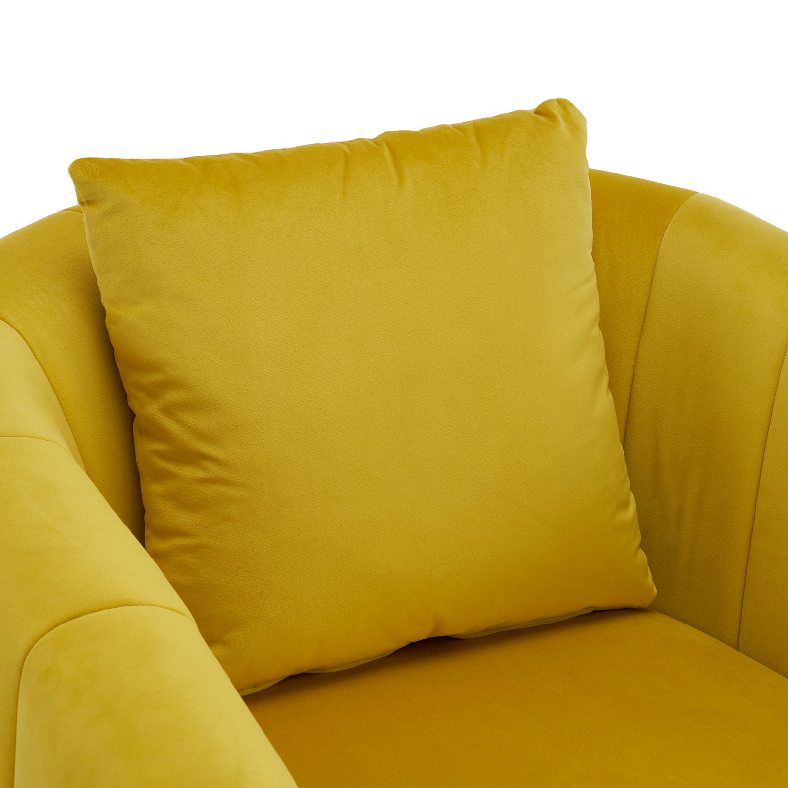HAOYYE 360° Swivel Accent Chair, Modern Velvet Fabric Armchair, Fluffy Cushioned Comfy Chair, Wide Upholstered Barrel Chair For Living Room, Bedroom, Lounge, Office, Yellow Cozy Velvet Chair